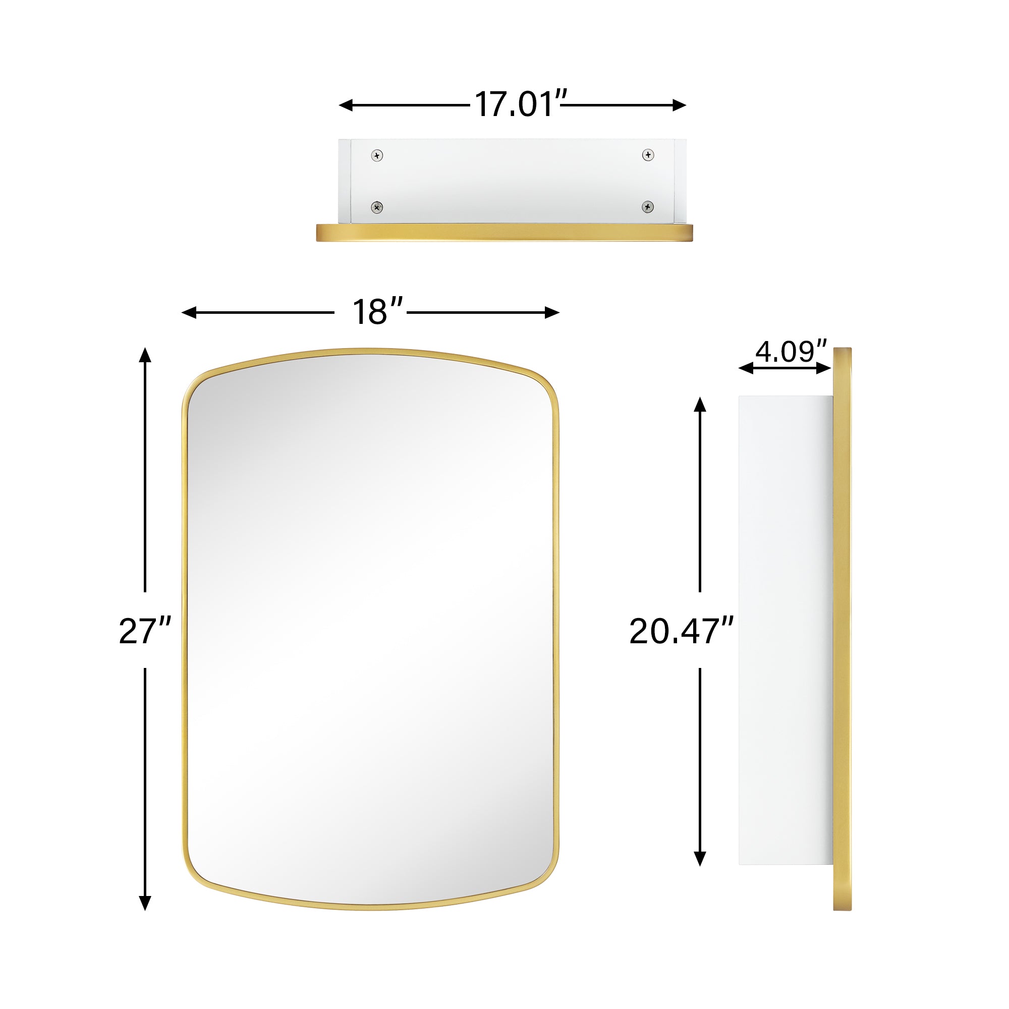 Recessed and Surface Mount Metal Framed Bathroom Medicine Cabinet with Mirror