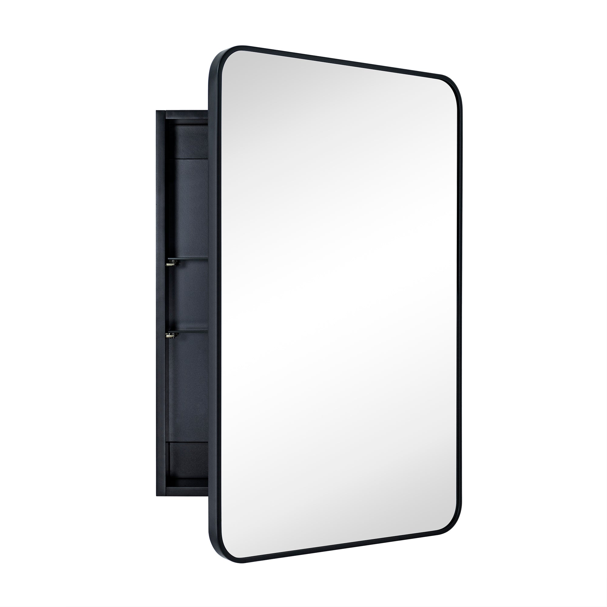Garnes Rectangular Recessed or Surface Mount Metal Framed Medicine Cabinet with Mirror