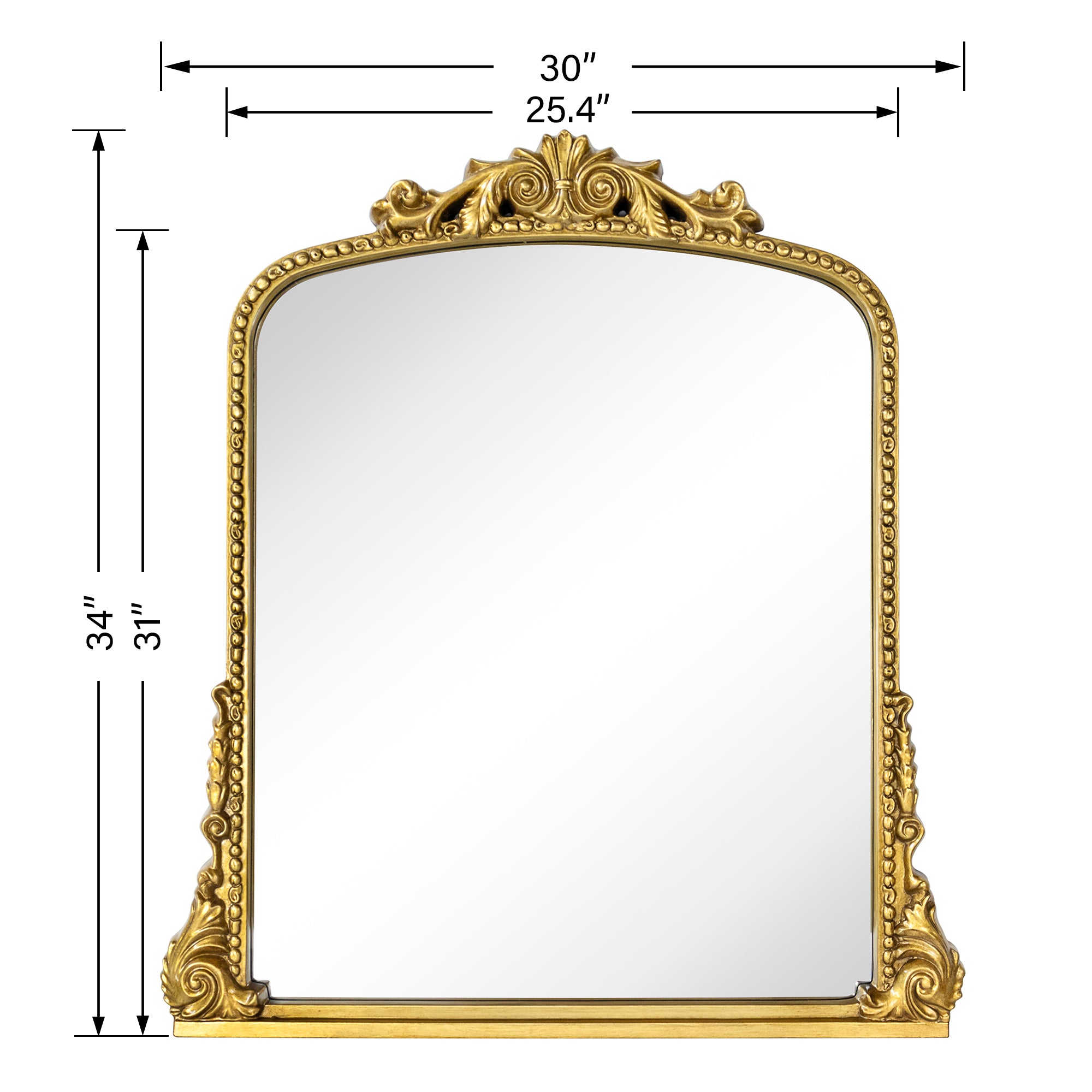Arched Framed Wall Mounted Bathroom Vanity Mirror
