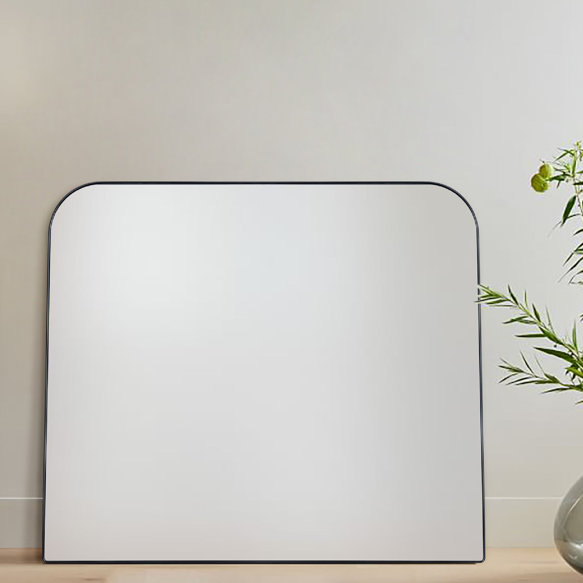 Rounded Corner Mantel Framed Wall Mounted Bathroom Mirror
