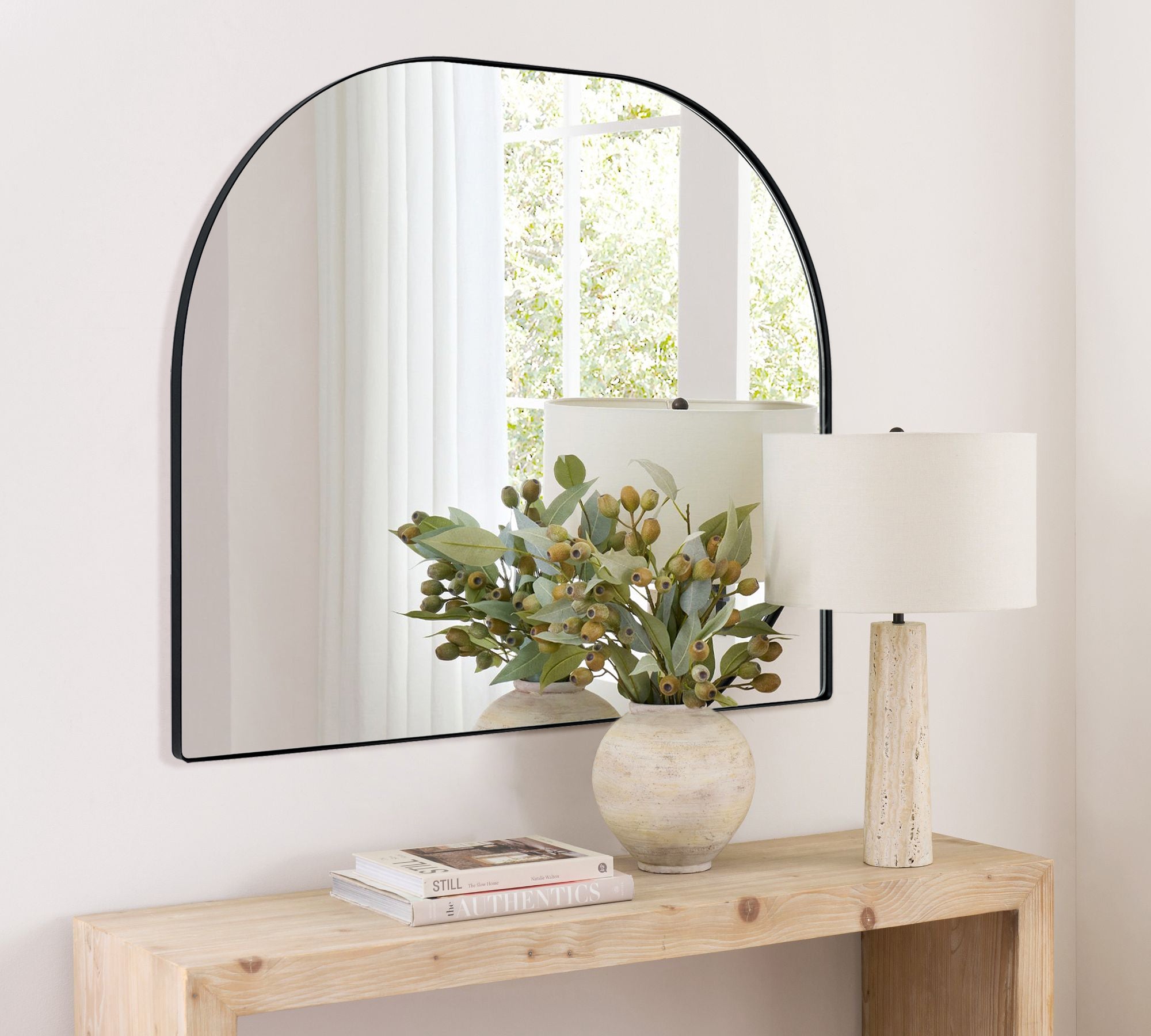 Arched Metal Framed Wall Mounted Bathroom Vanity Mirror