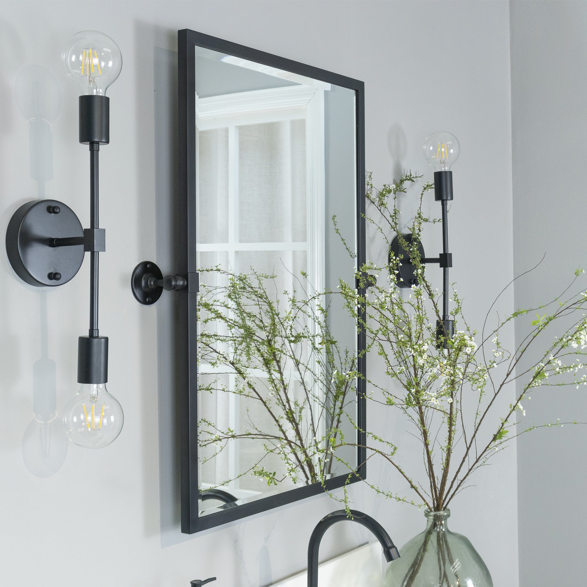 Rectangular Metal Framed Pivot Wall Mounted Bathroom Vanity Mirror
