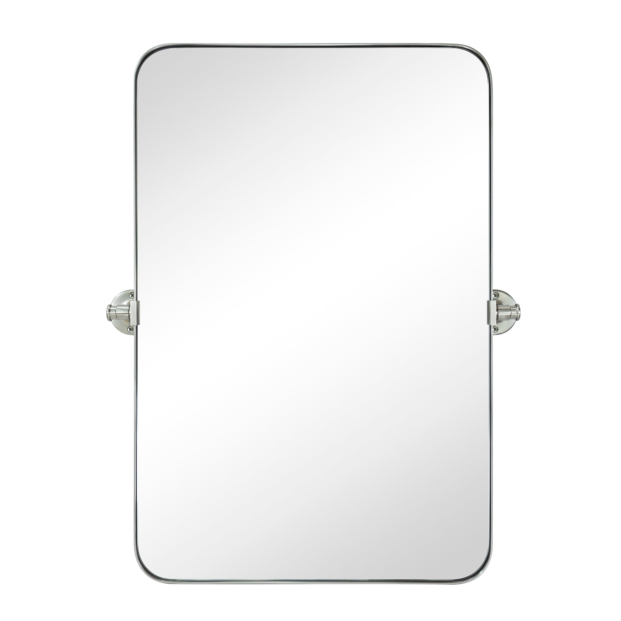 Rounded Rectangular Pivoting Metal Framed Wall Mounted Bathroom Vanity Mirror