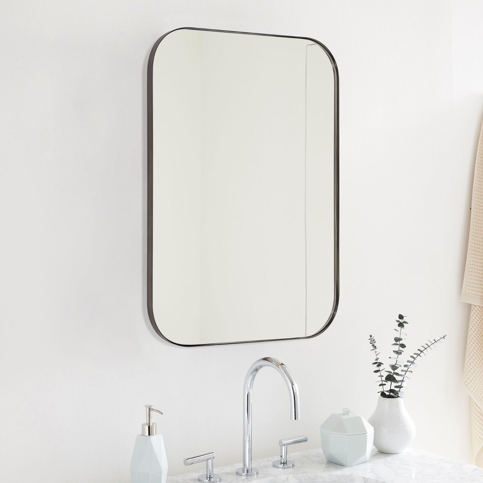 Rectangular Stainless Steel Framed Wall Mounted Bathroom Vanity Mirror