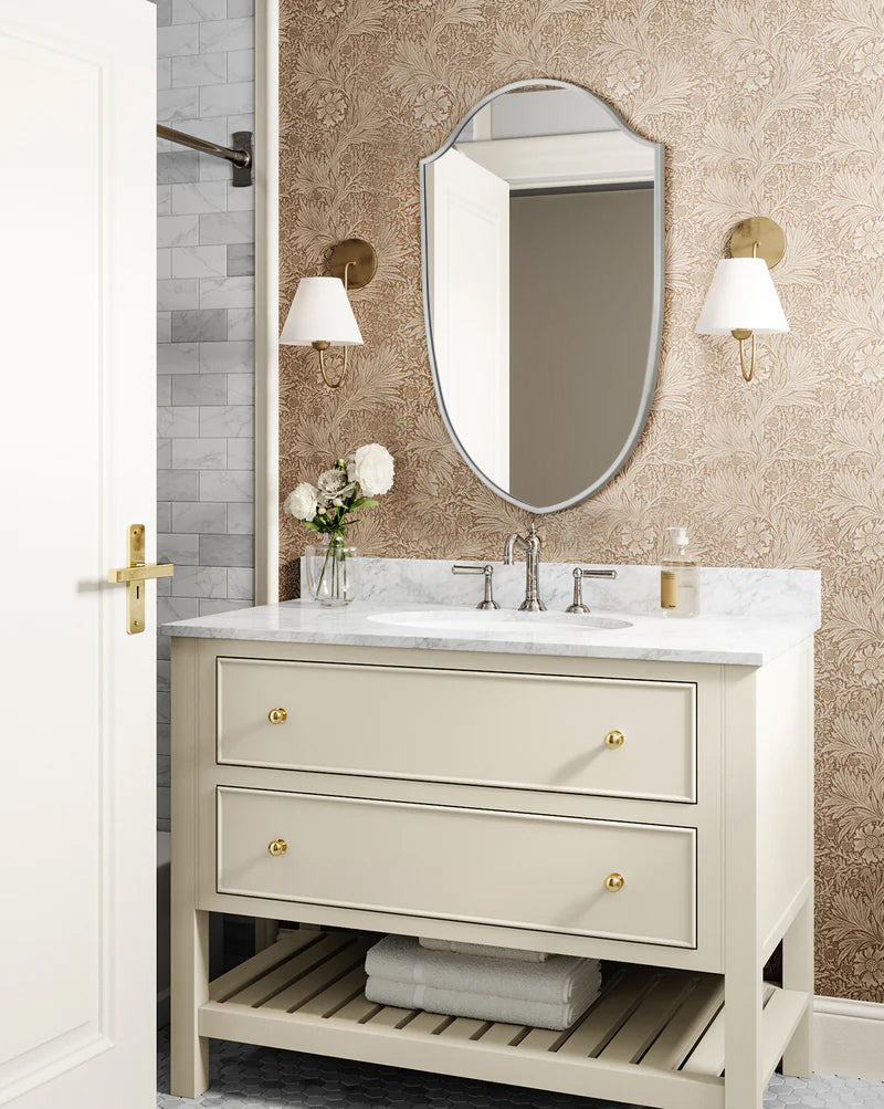 TEHOME Irregular Arched Metal Bathroom Mirror Accent Asymmetrical Mirror for Bathroom Vanity, Dresser, Mantel or Bedroom