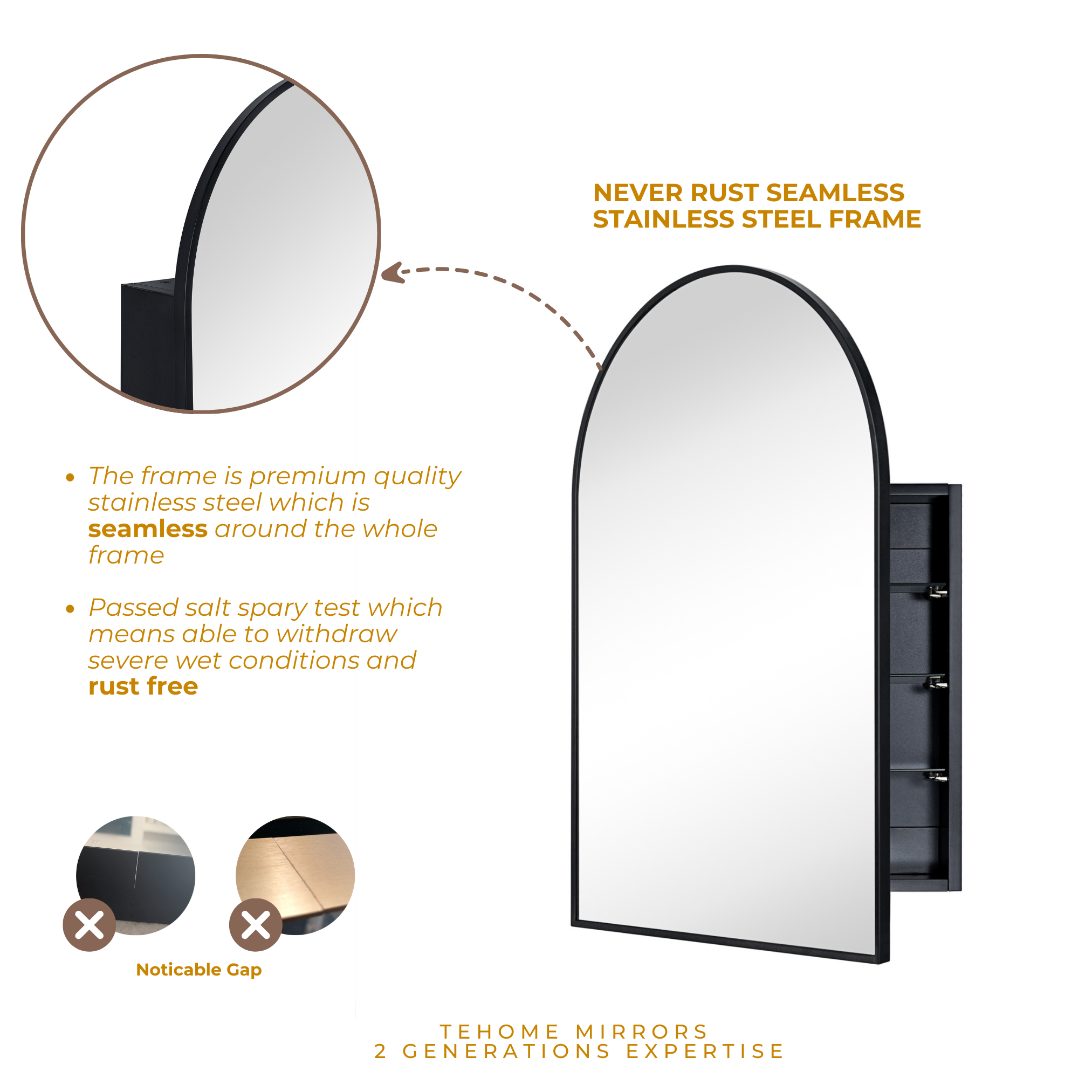Arched Bathroom Medicine Cabinet with Mirror Recessed and Surface Mount Medicine Cabinet Mirror