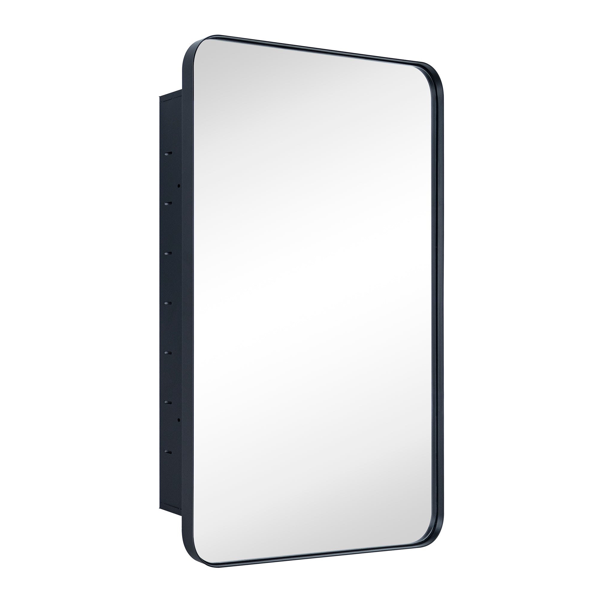 Rounded Rectangular Stainless Steel Recessed Framed Medicine Cabinet with Mirror