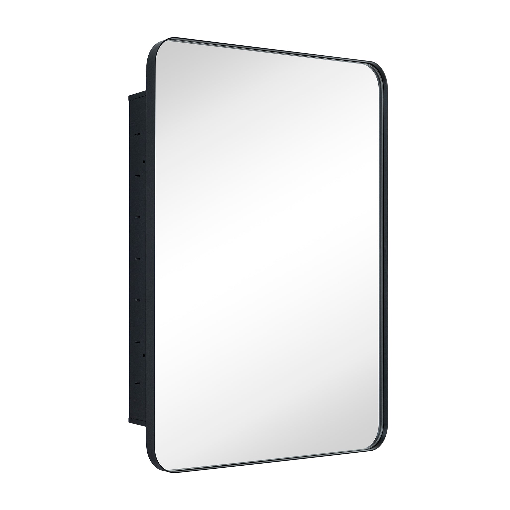 Rounded Rectangular Stainless Steel Recessed Framed Medicine Cabinet with Mirror