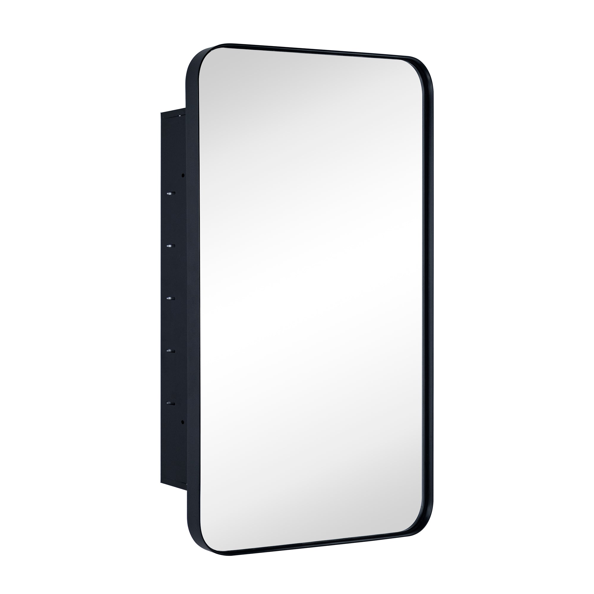 Rounded Rectangular Stainless Steel Recessed Framed Medicine Cabinet with Mirror
