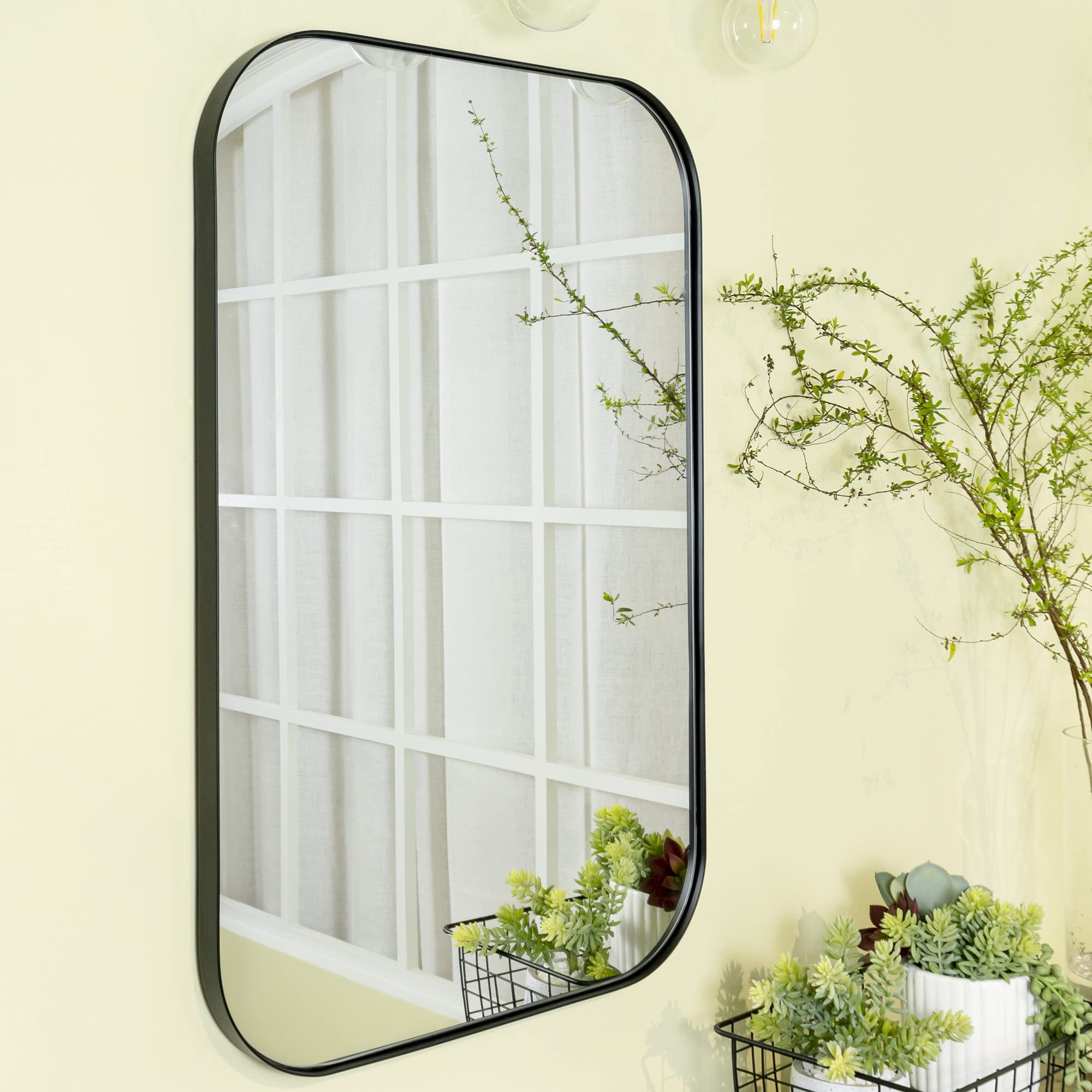 Rectangular Stainless Steel Framed Wall Mounted Bathroom Vanity Mirror