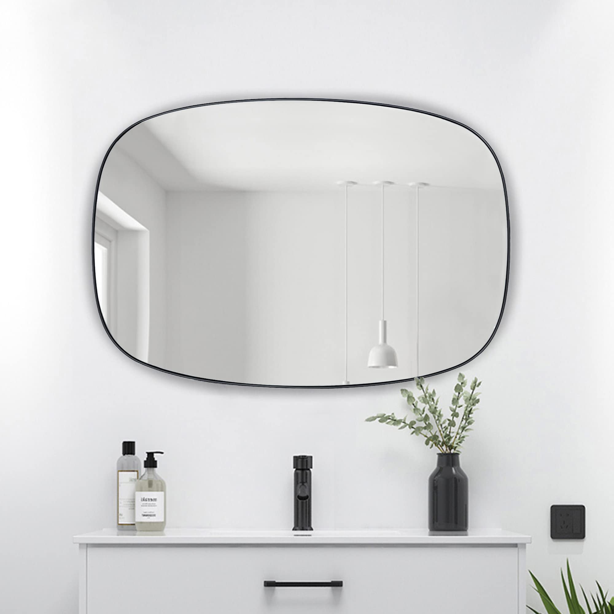 Oval Stainless Steel Framed Wall Mounted Bathroom Vanity Mirror
