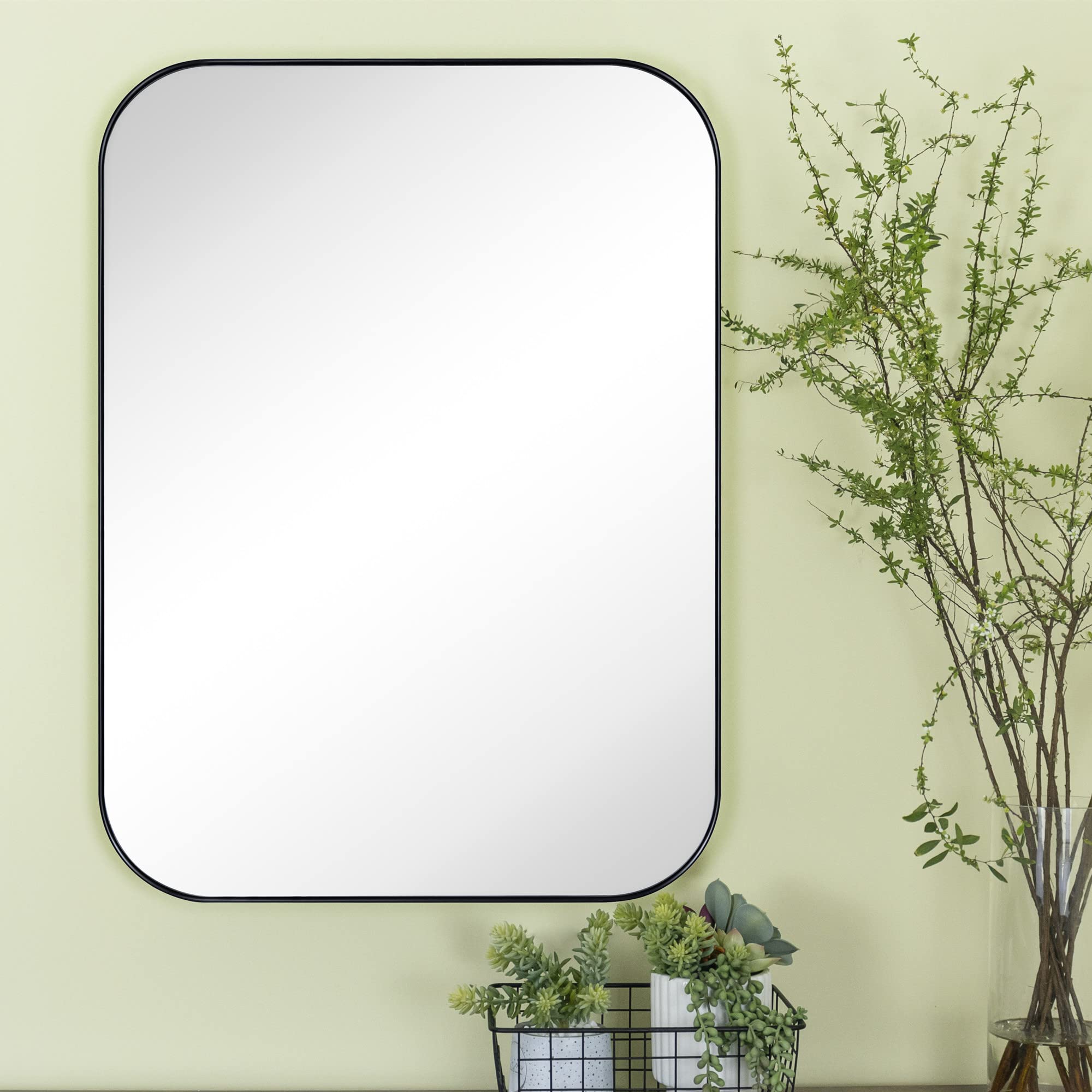 Rectangular Stainless Steel Framed Wall Mounted Bathroom Vanity Mirror
