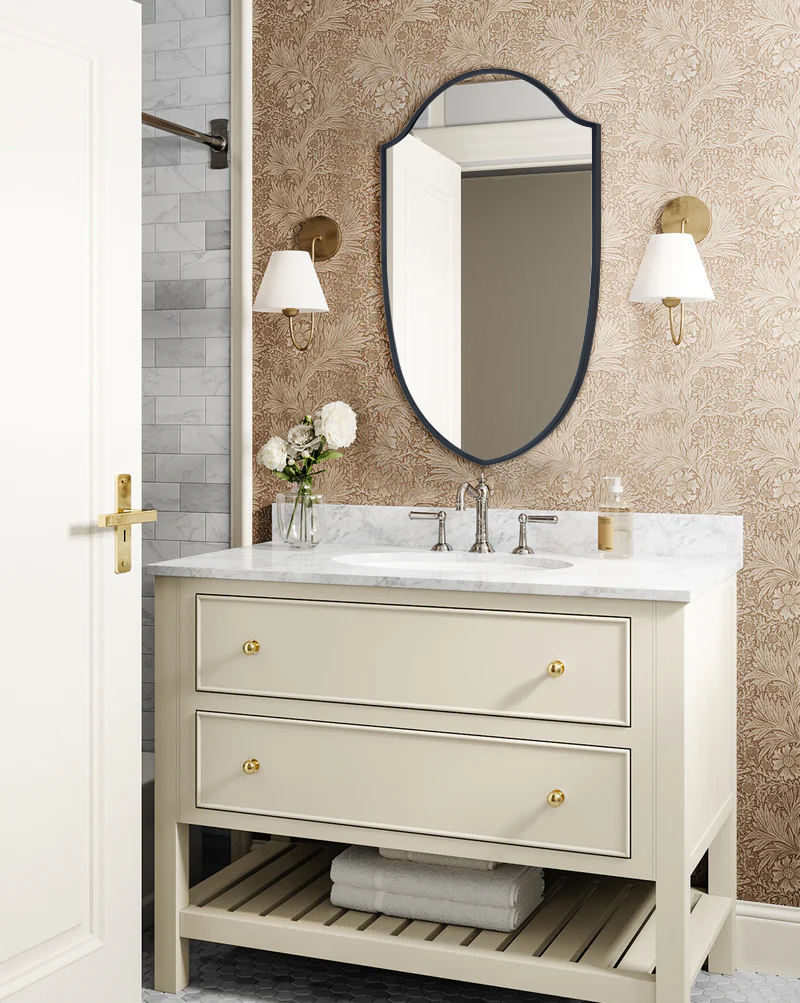 TEHOME Irregular Arched Metal Bathroom Mirror Accent Asymmetrical Mirror for Bathroom Vanity, Dresser, Mantel or Bedroom
