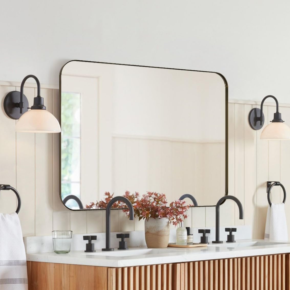 Rectangular Stainless Steel Framed Wall Mounted Bathroom Vanity Mirror