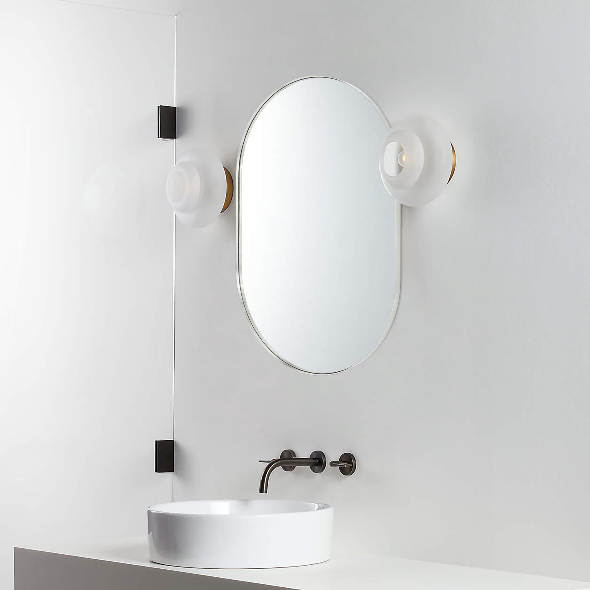 Oval Metal Framed Wall Mounted Bathroom Vanity Mirror
