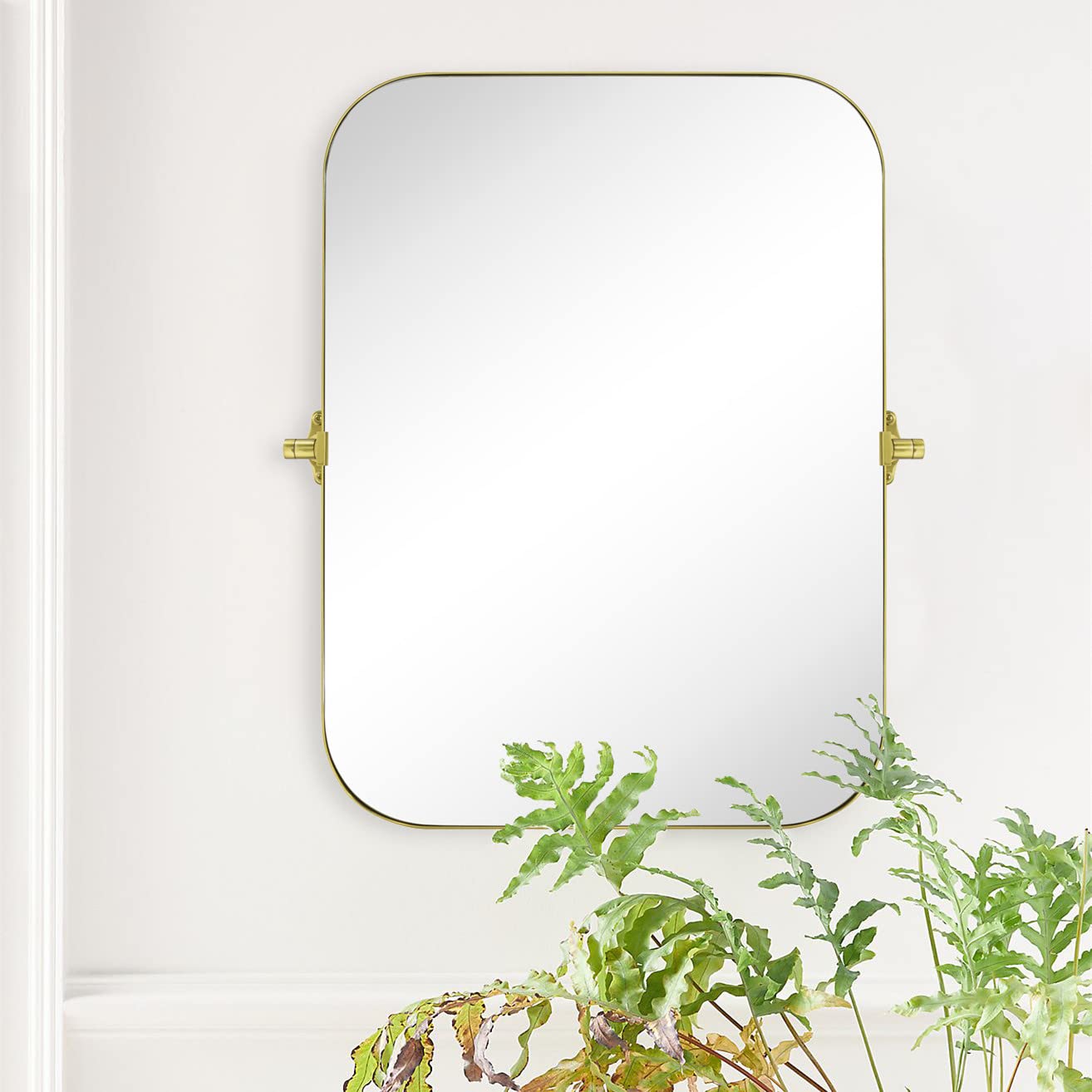 Rectangular Stainless Steel Framed Pivoting Wall Mounted Bathroom Vanity Mirror