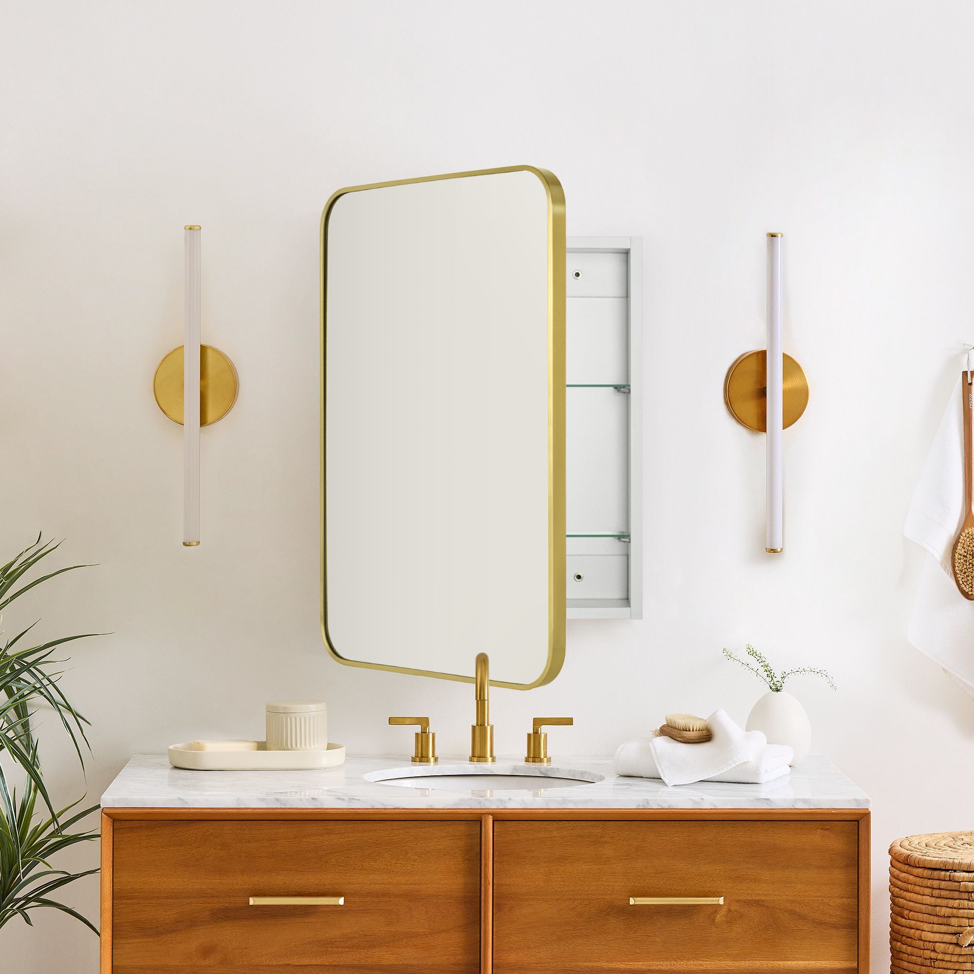 Garnes Rectangular Recessed or Surface Mount Metal Framed Medicine Cabinet with Mirror