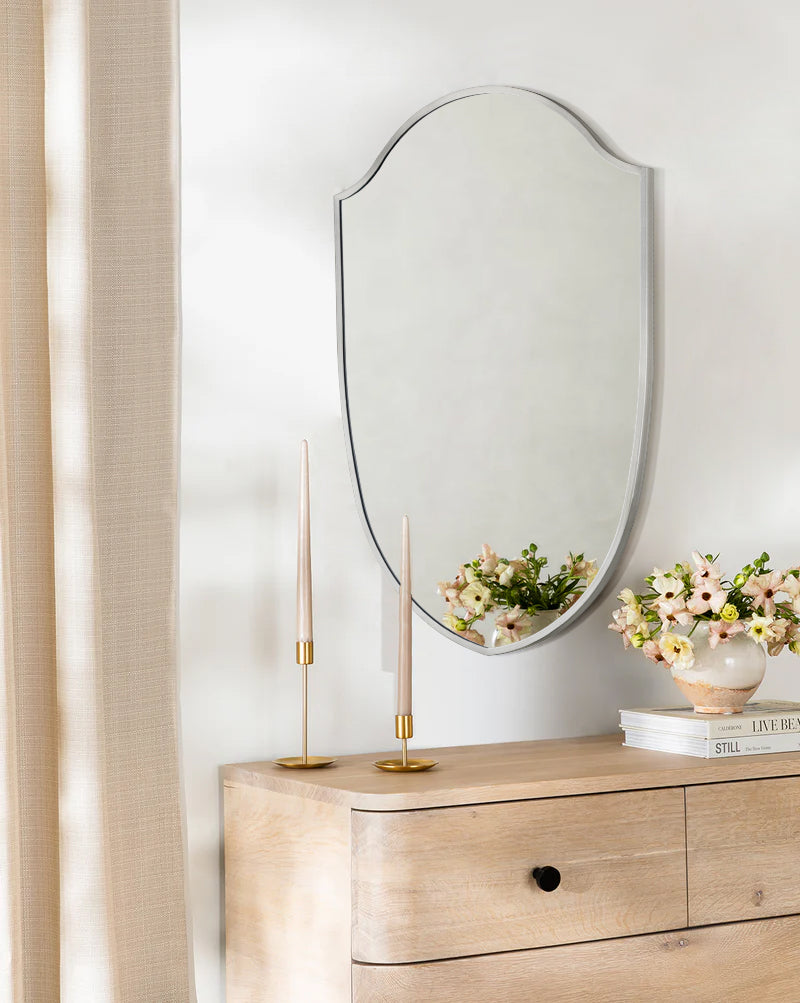 TEHOME Irregular Arched Metal Bathroom Mirror Accent Asymmetrical Mirror for Bathroom Vanity, Dresser, Mantel or Bedroom