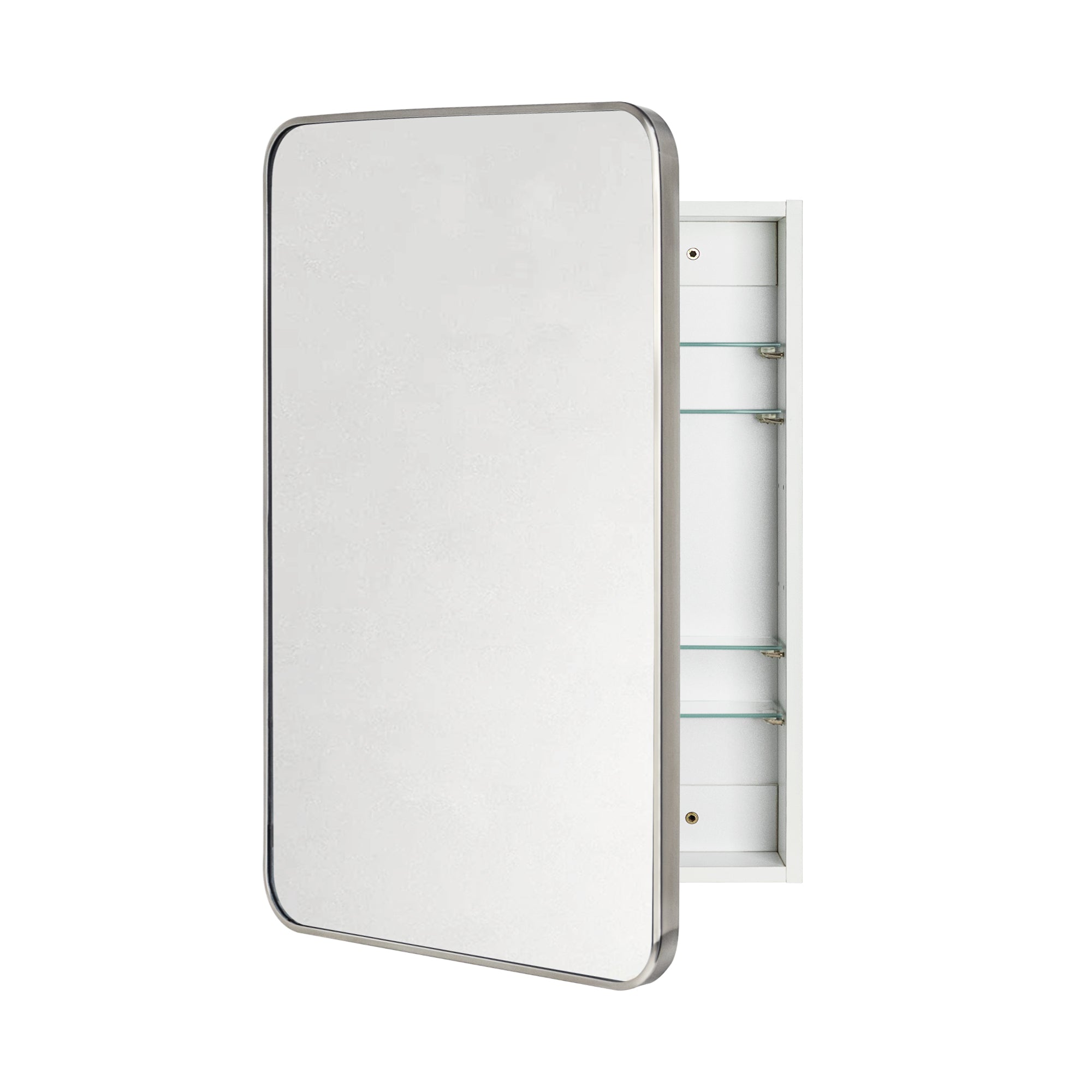 Garnes Rectangular Recessed or Surface Mount Metal Framed Medicine Cabinet with Mirror