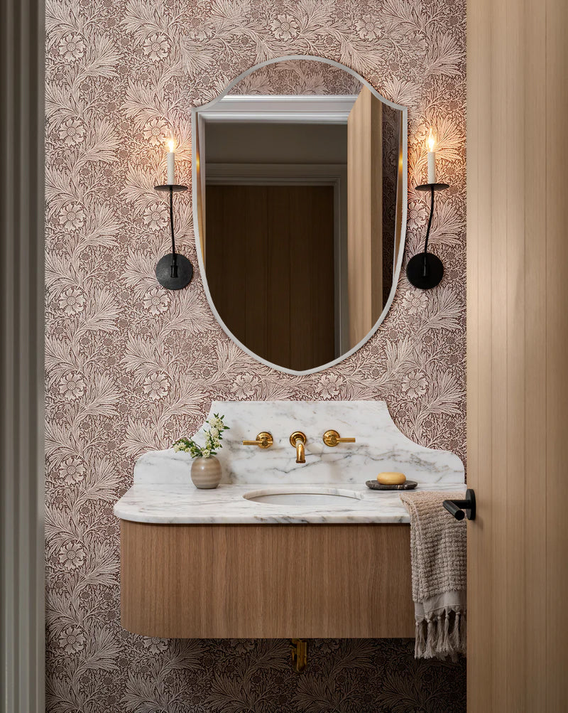 TEHOME Irregular Arched Metal Bathroom Mirror Accent Asymmetrical Mirror for Bathroom Vanity, Dresser, Mantel or Bedroom
