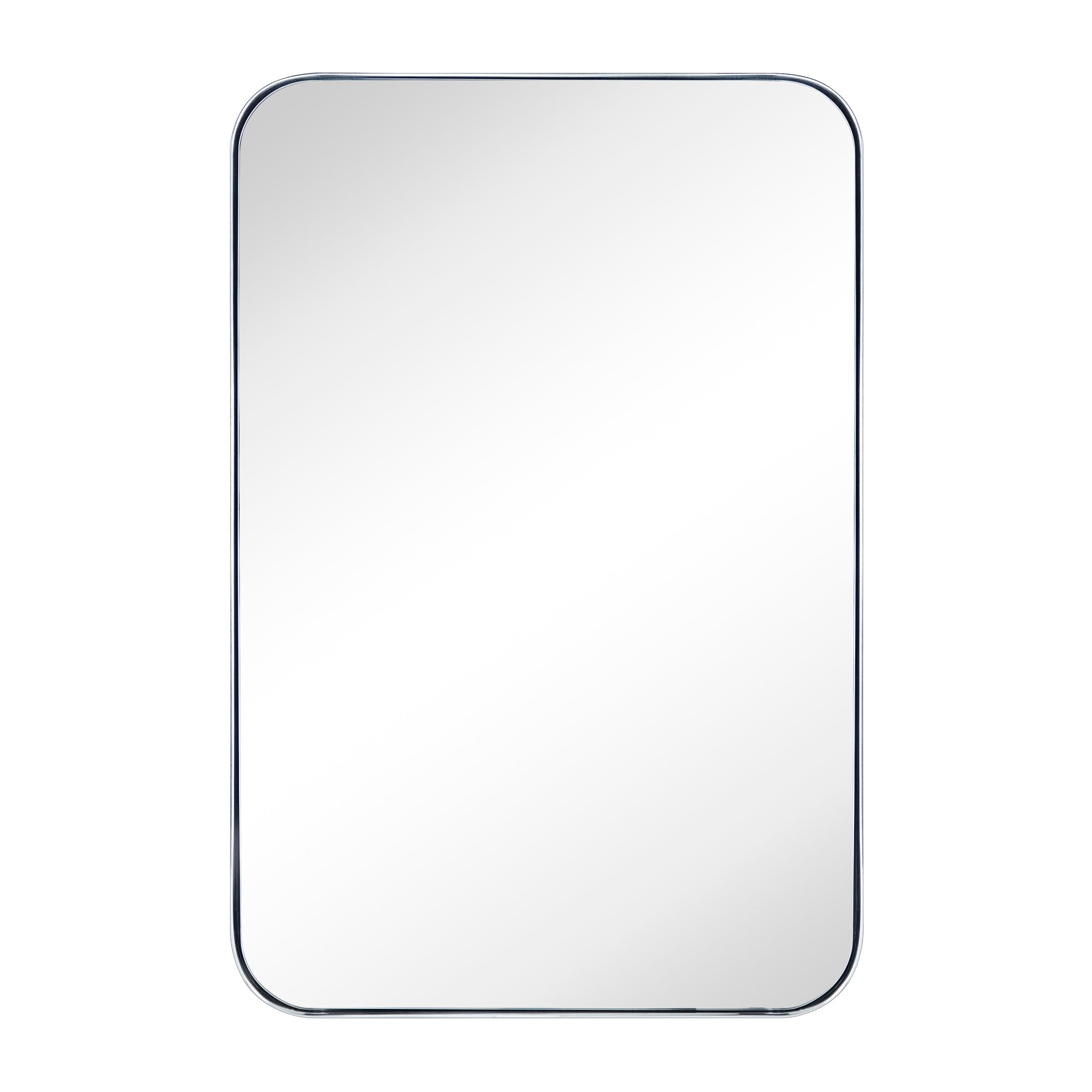 Rounded Rectangular Stainless Steel Recessed Framed Medicine Cabinet with Mirror