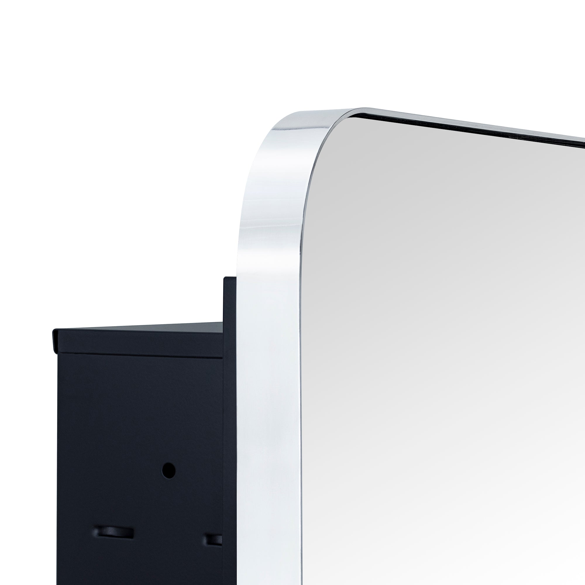 Rounded Rectangular Stainless Steel Recessed Framed Medicine Cabinet with Mirror