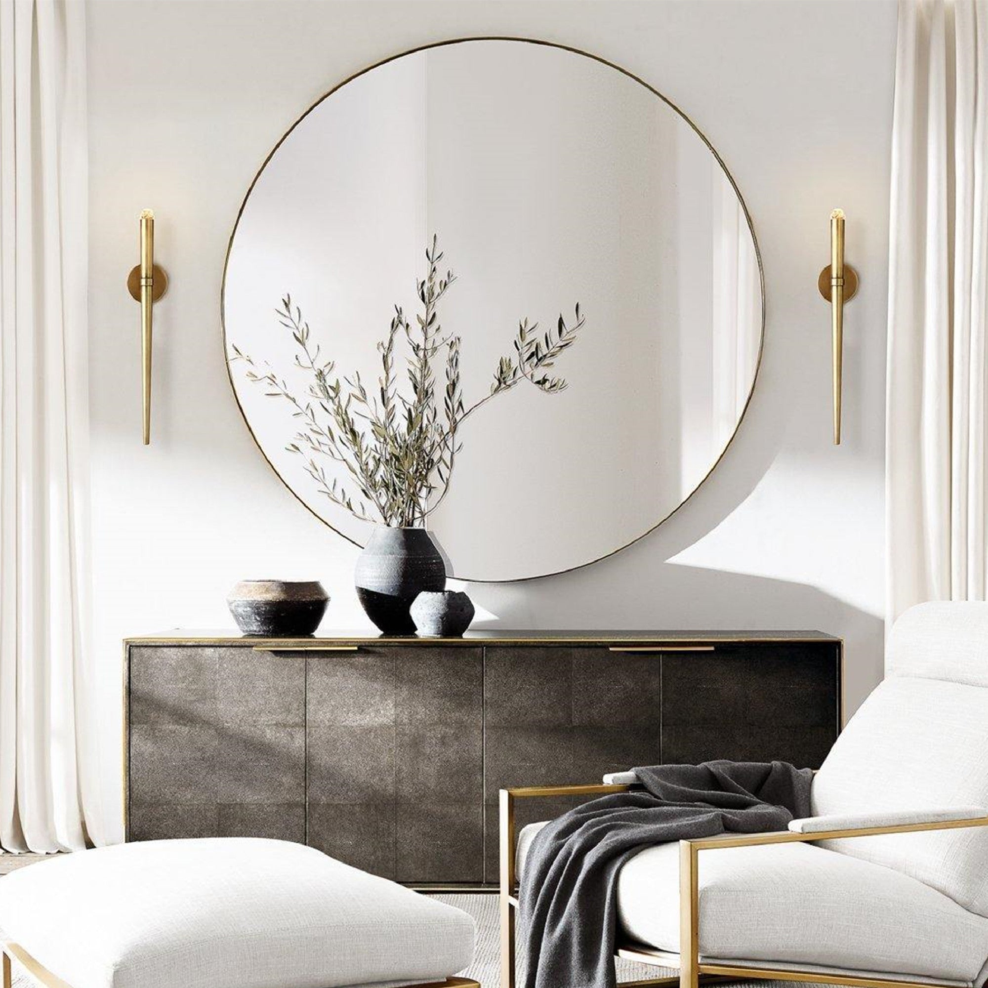 Circular Round Stainless Steel Framed Wall Mounted Bathroom Vanity Mirror