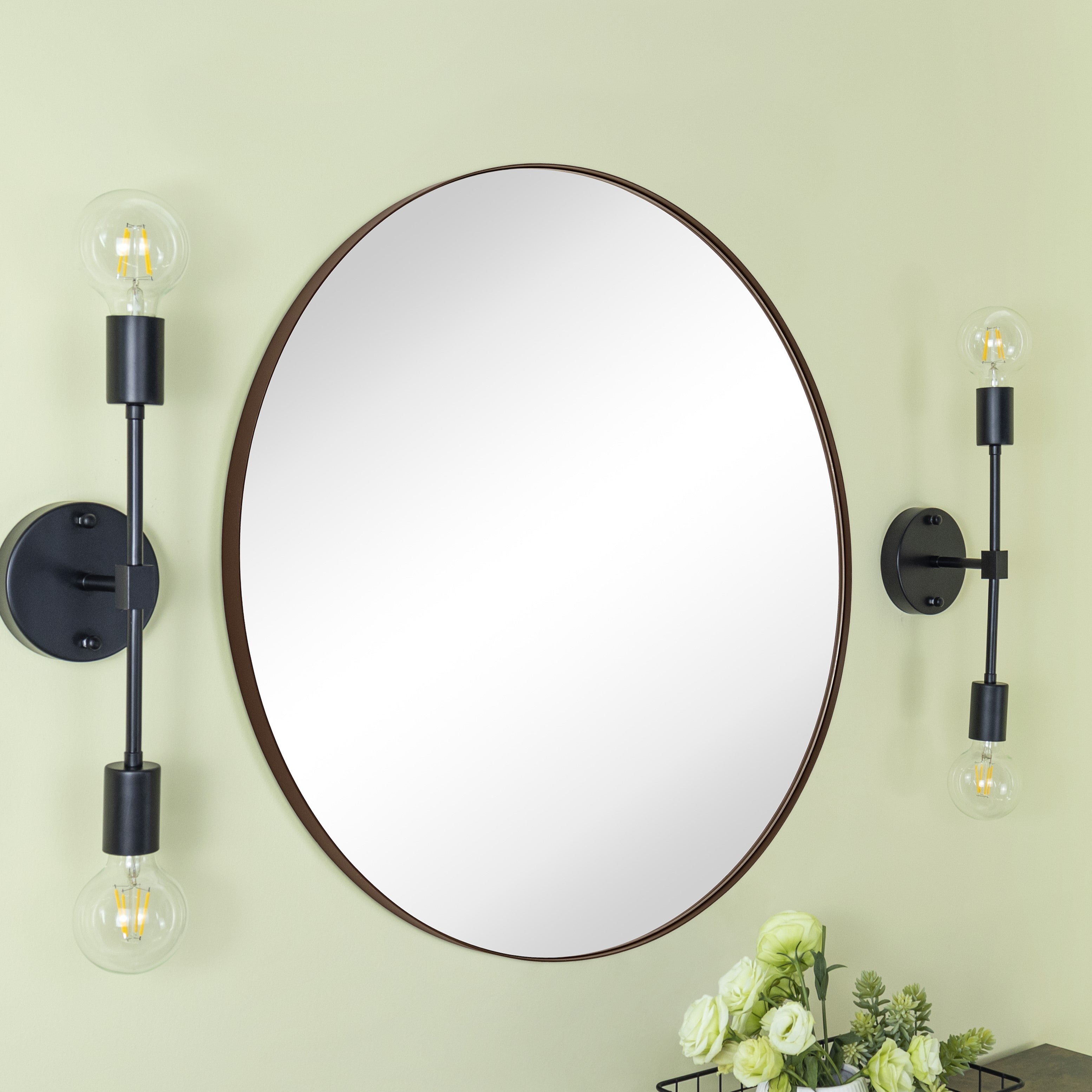 Circular Round Stainless Steel Framed Wall Mounted Bathroom Vanity Mirror