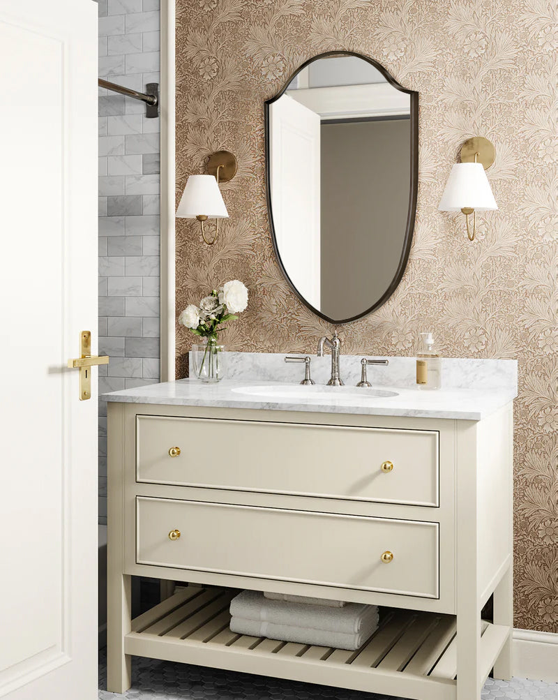 TEHOME Irregular Arched Metal Bathroom Mirror Accent Asymmetrical Mirror for Bathroom Vanity, Dresser, Mantel or Bedroom