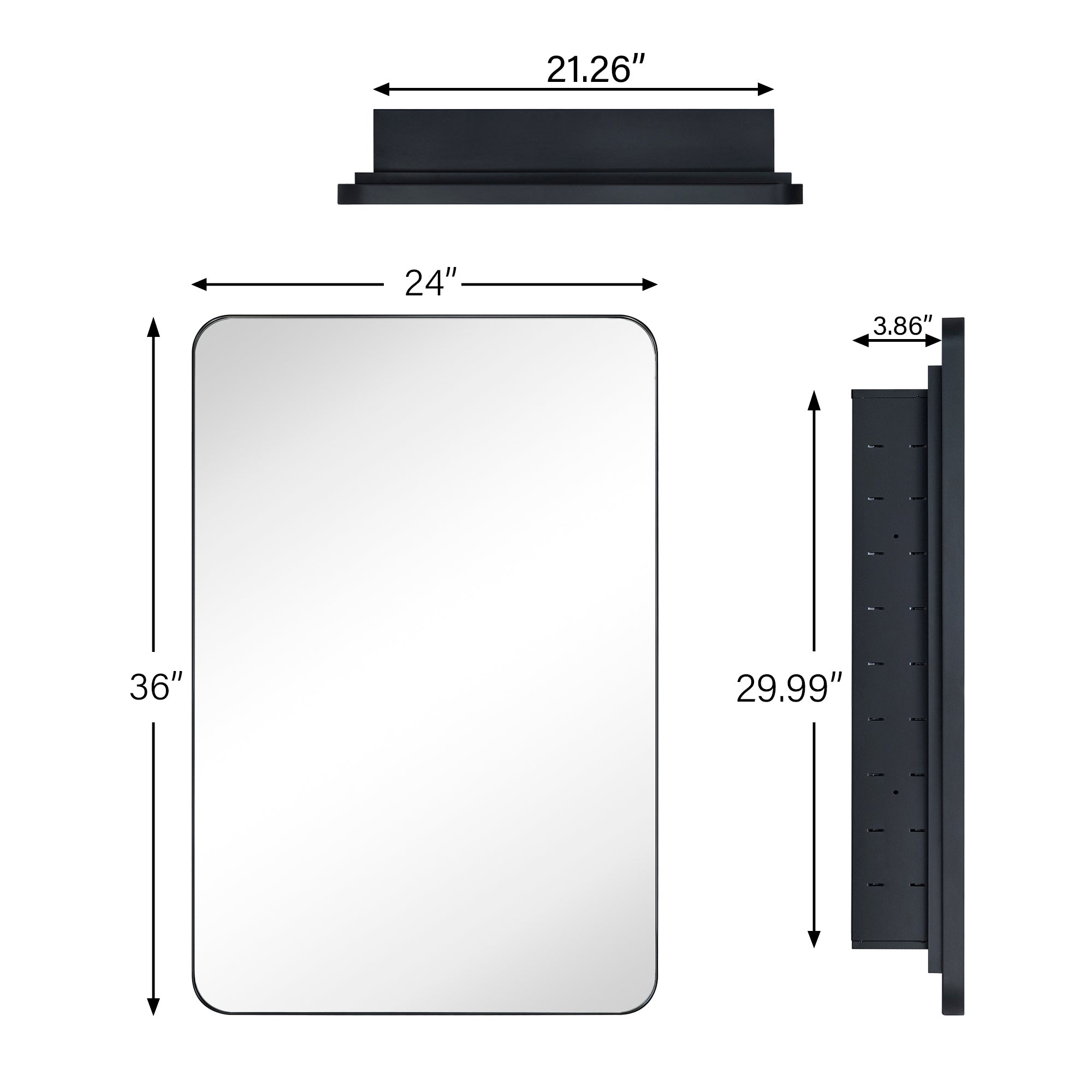 Rounded Rectangular Stainless Steel Recessed Framed Medicine Cabinet with Mirror