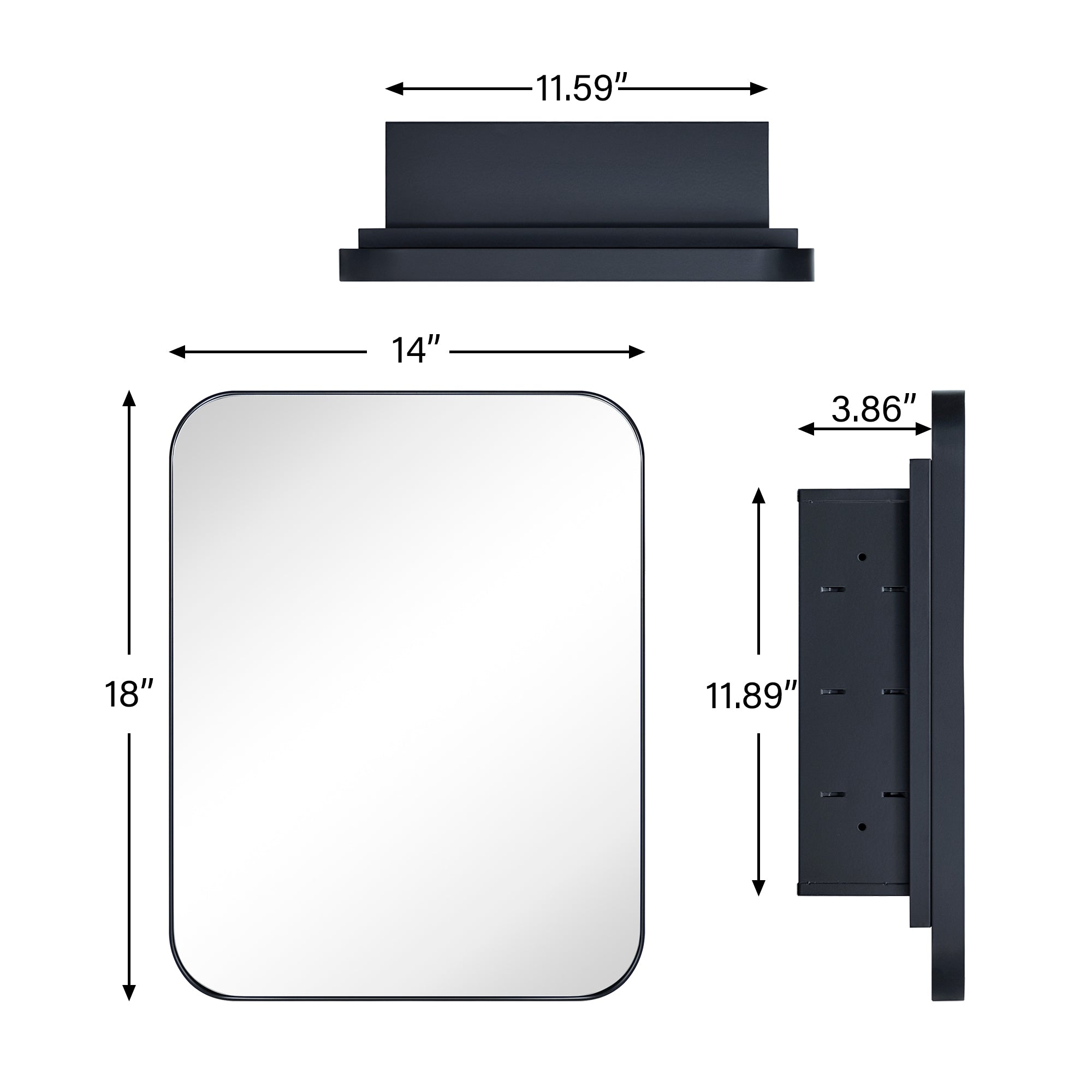 Rounded Rectangular Stainless Steel Recessed Framed Medicine Cabinet with Mirror