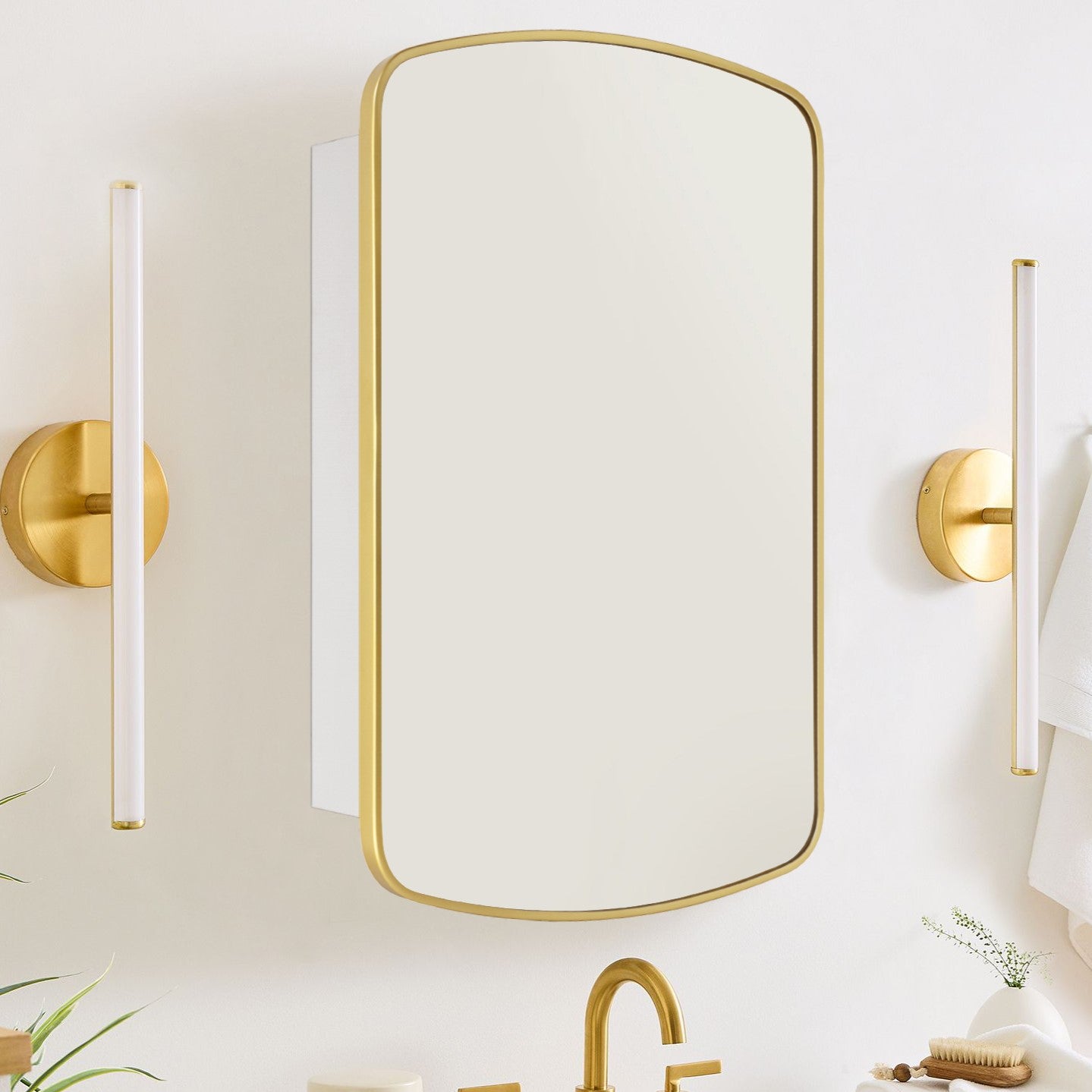 Recessed and Surface Mount Metal Framed Bathroom Medicine Cabinet with Mirror