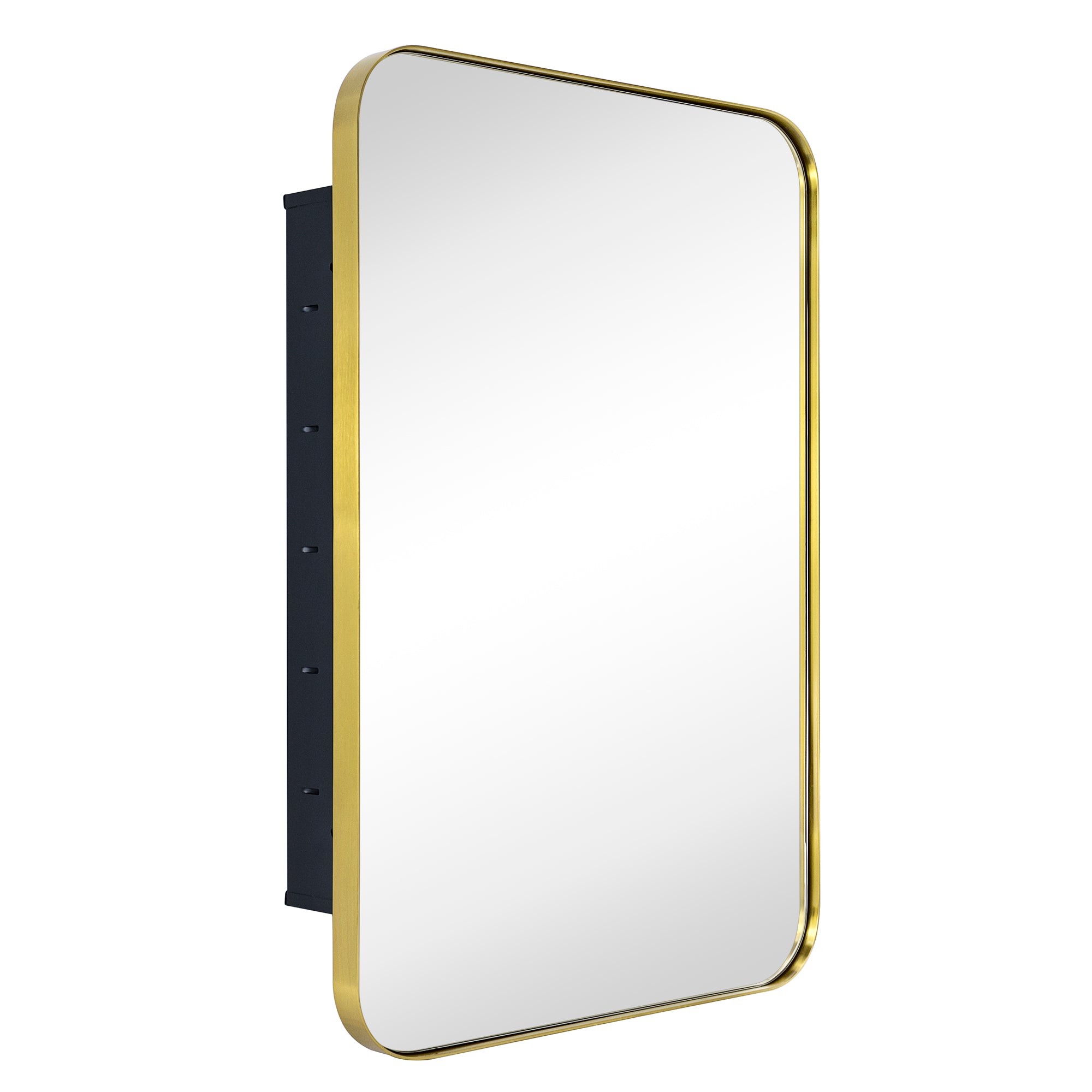 Rounded Rectangular Stainless Steel Recessed Framed Medicine Cabinet with Mirror