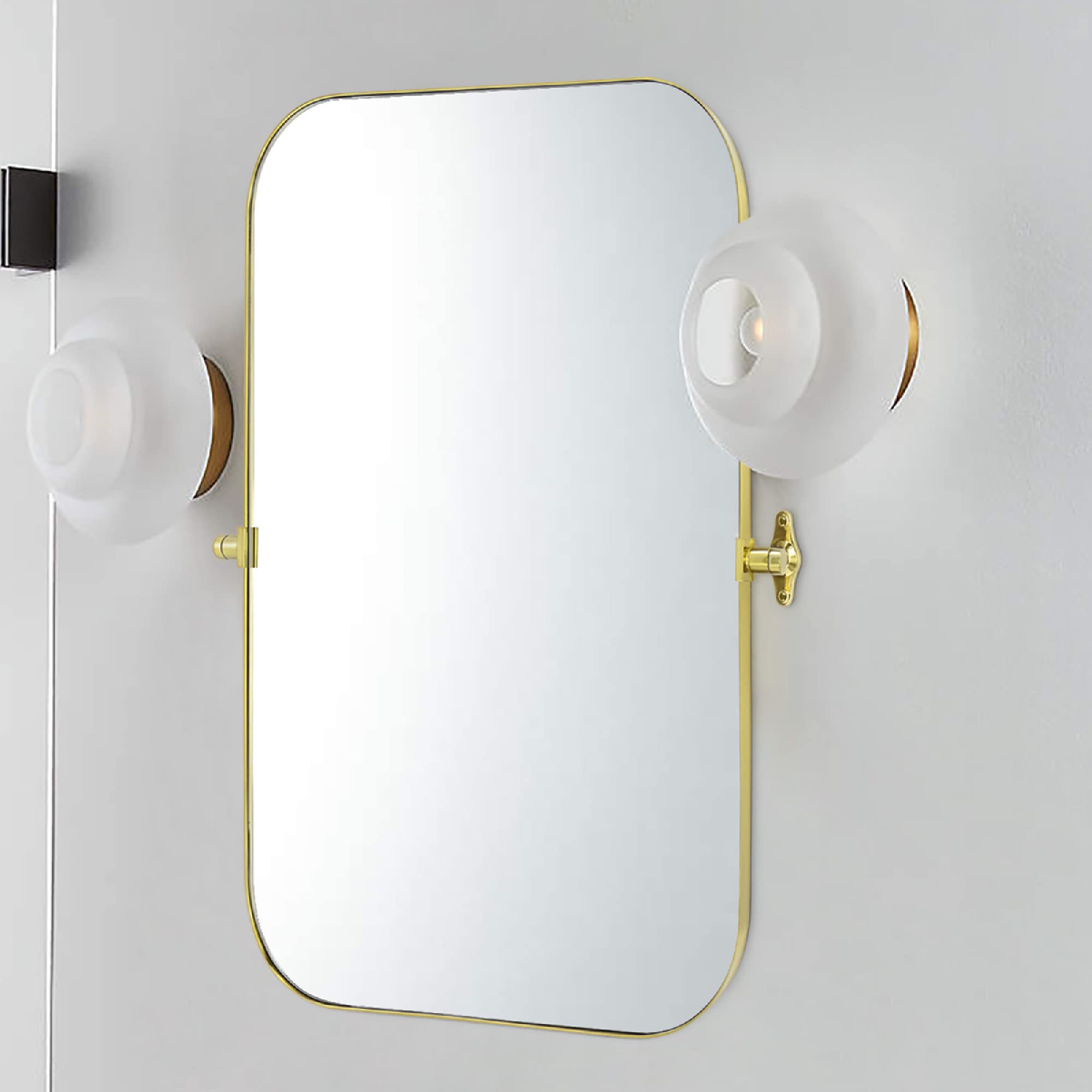Rectangular Stainless Steel Framed Pivoting Wall Mounted Bathroom Vanity Mirror