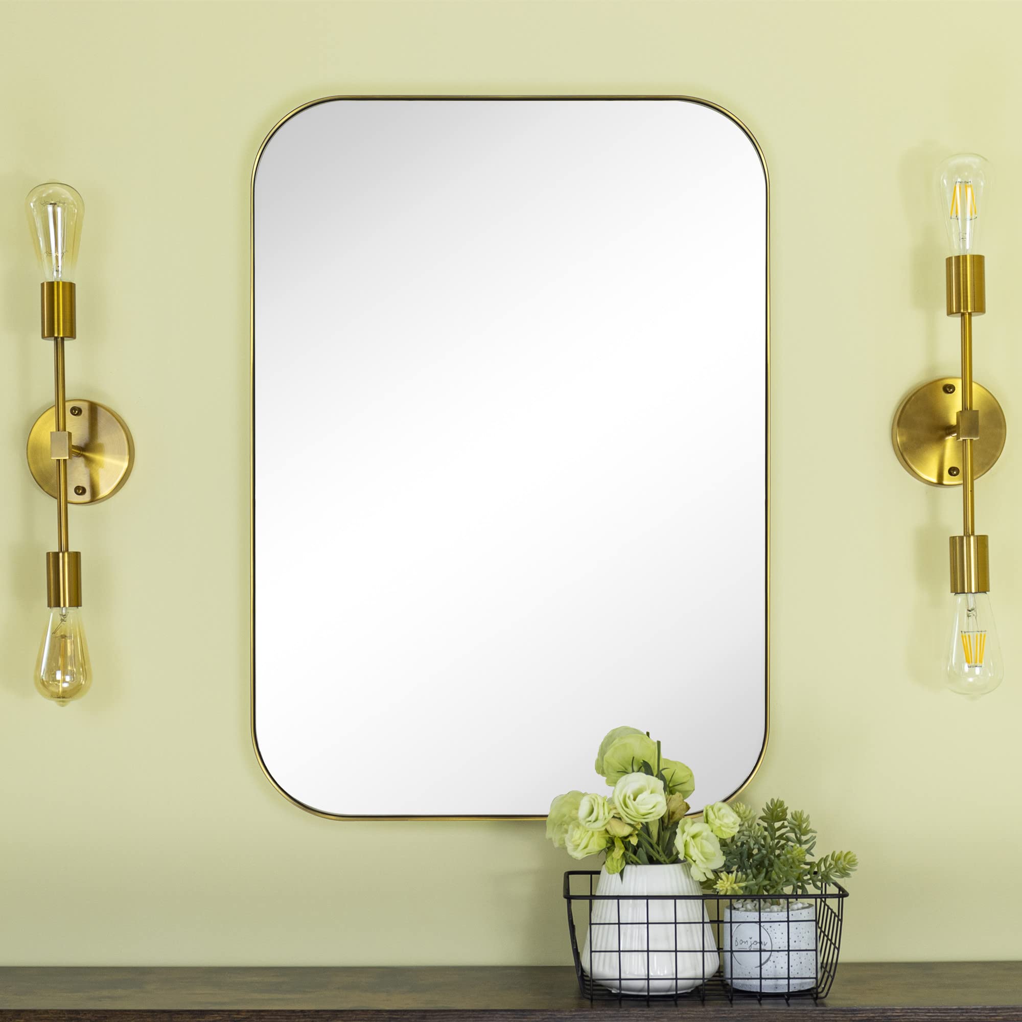Rectangular Stainless Steel Framed Wall Mounted Bathroom Vanity Mirror