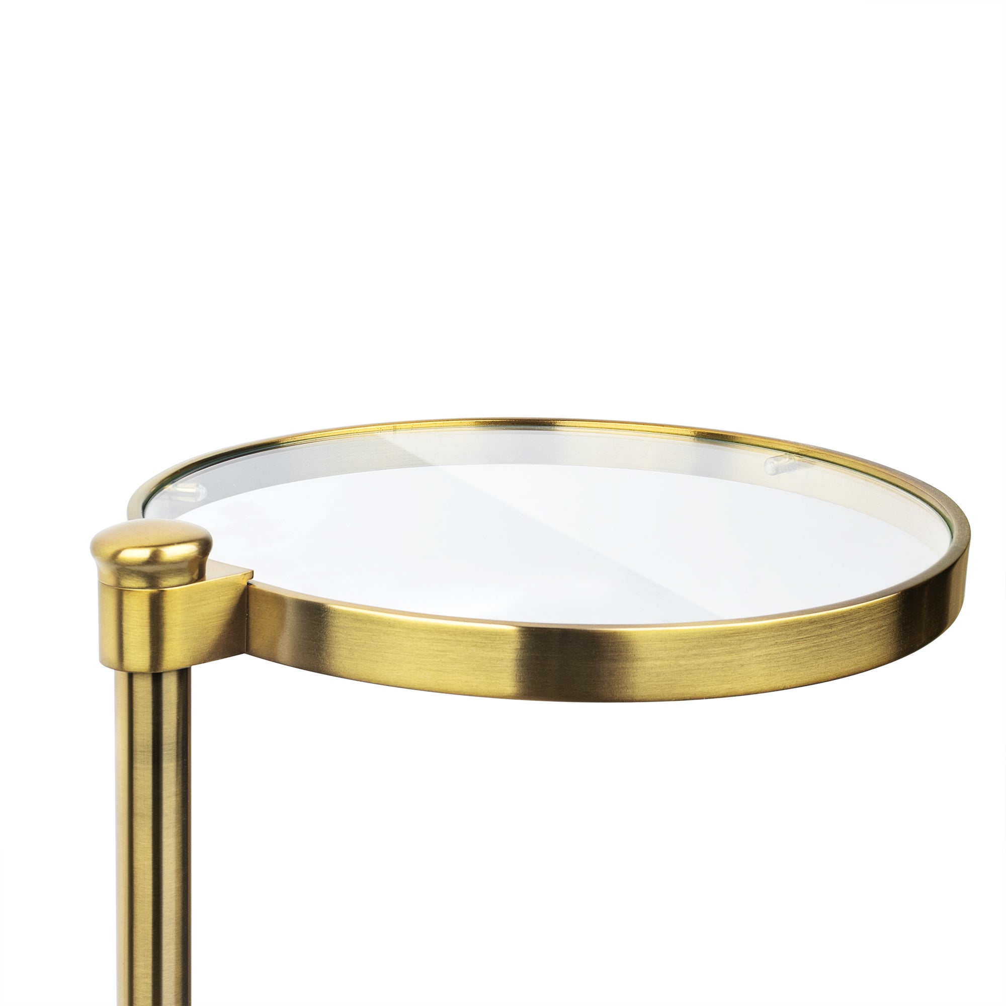 C Shaped Martini Drink Round Table with Black or Gold Metal Base, Tempered Glass top