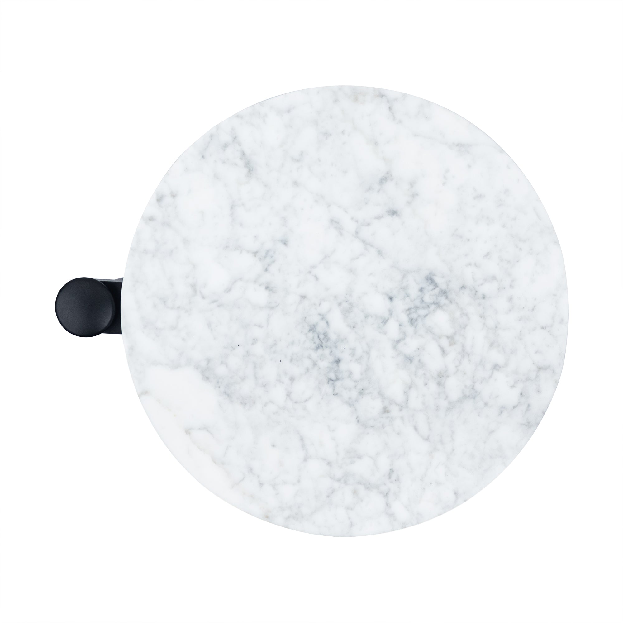 C Shaped Martini Drink Round Table with Black or Gold Metal Base, Carrara Marble top