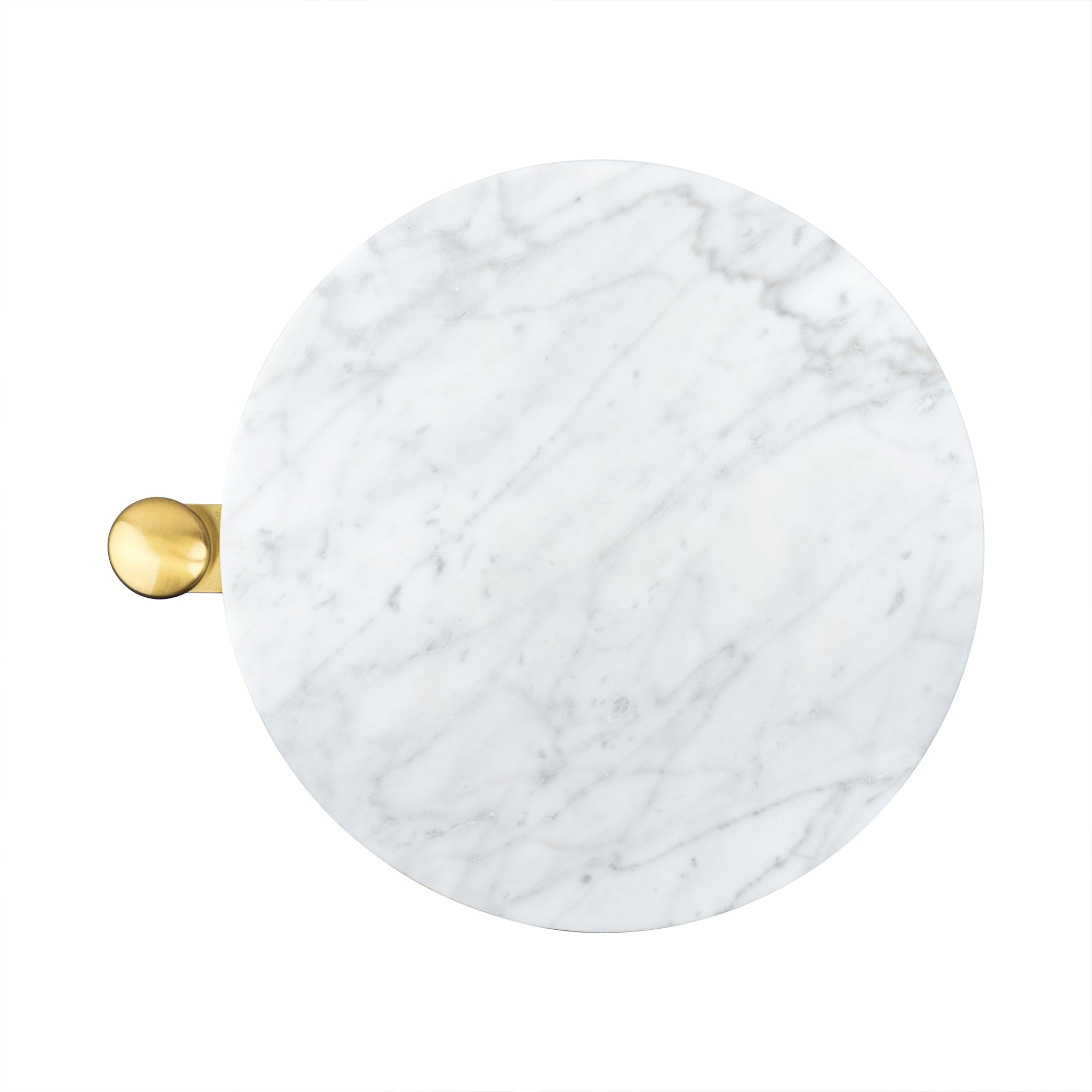 C Shaped Martini Drink Round Table with Black or Gold Metal Base, Carrara Marble top