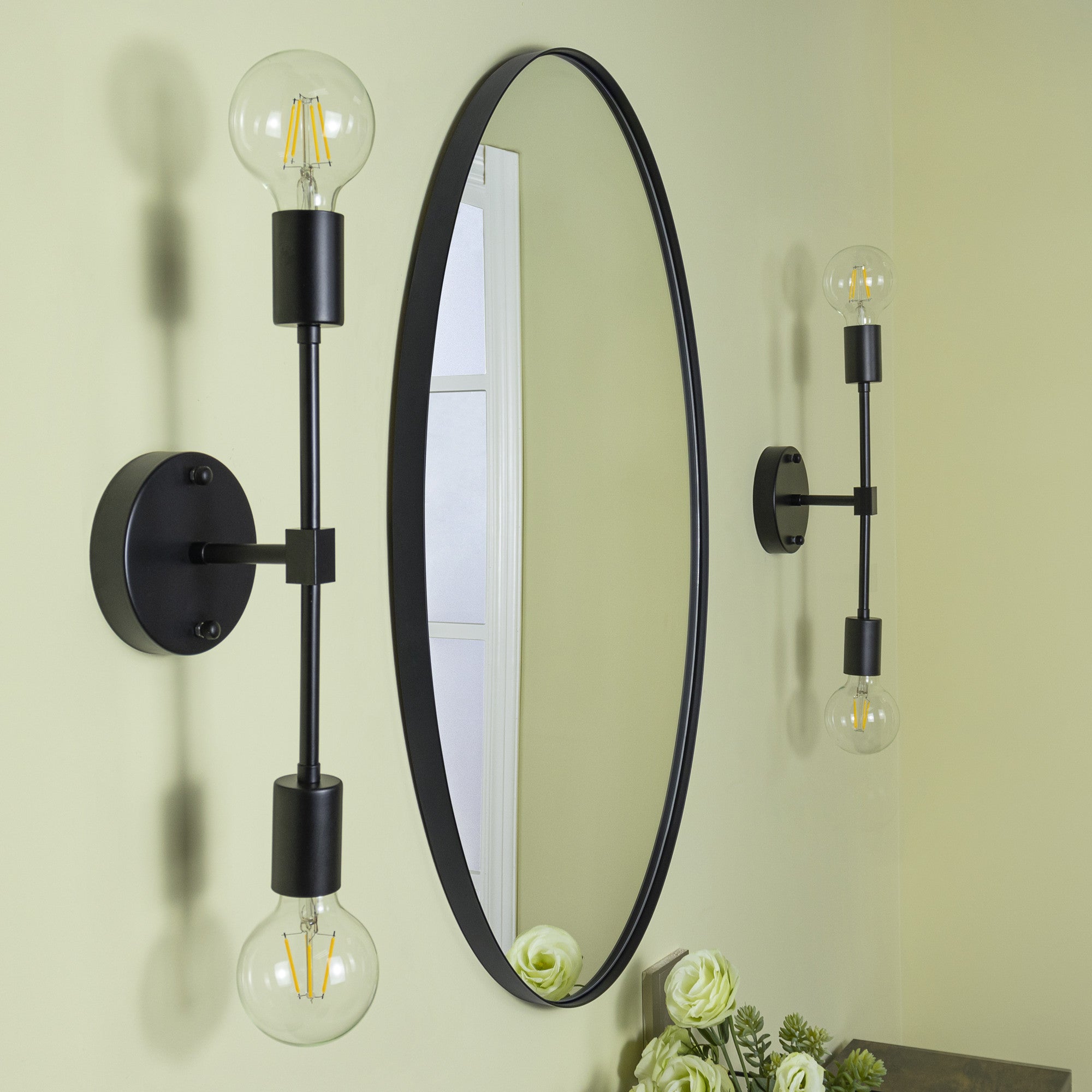 Oval Stainless Steel Framed Wall Mounted Bathroom Vanity Mirror