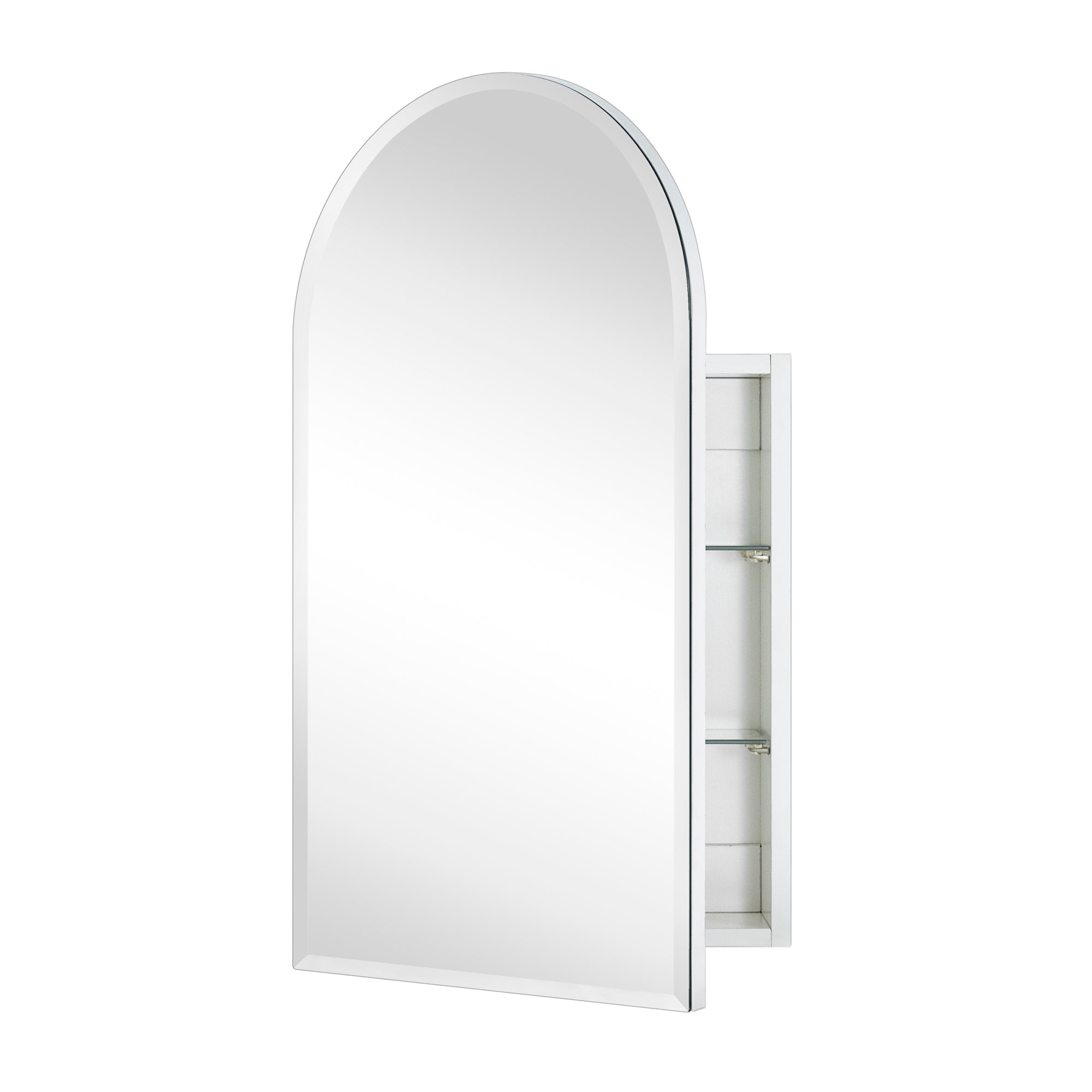 Arched Recess and Surface Mount Frameless Medicine Cabinet with Mirror