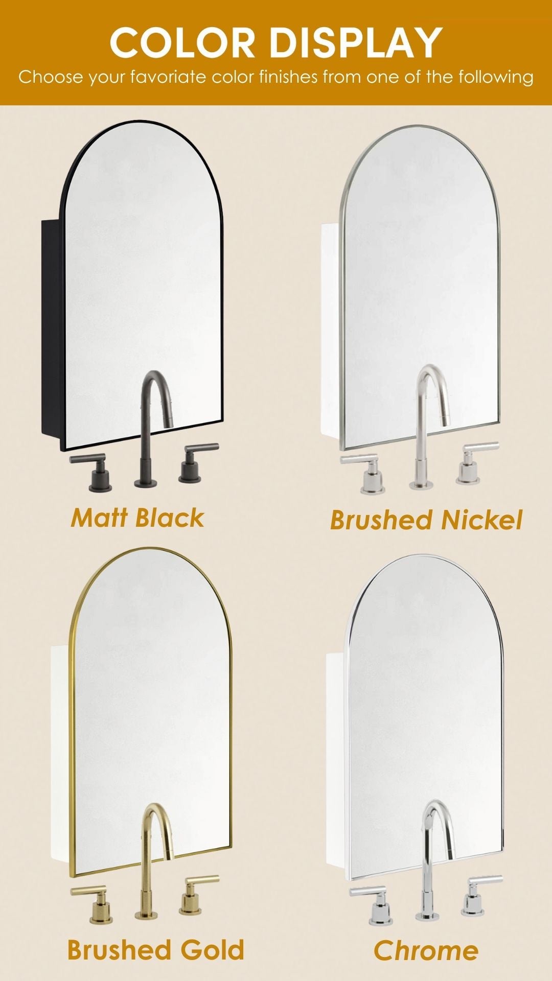 Arched Bathroom Medicine Cabinet with Mirror Recessed and Surface Mount Medicine Cabinet Mirror