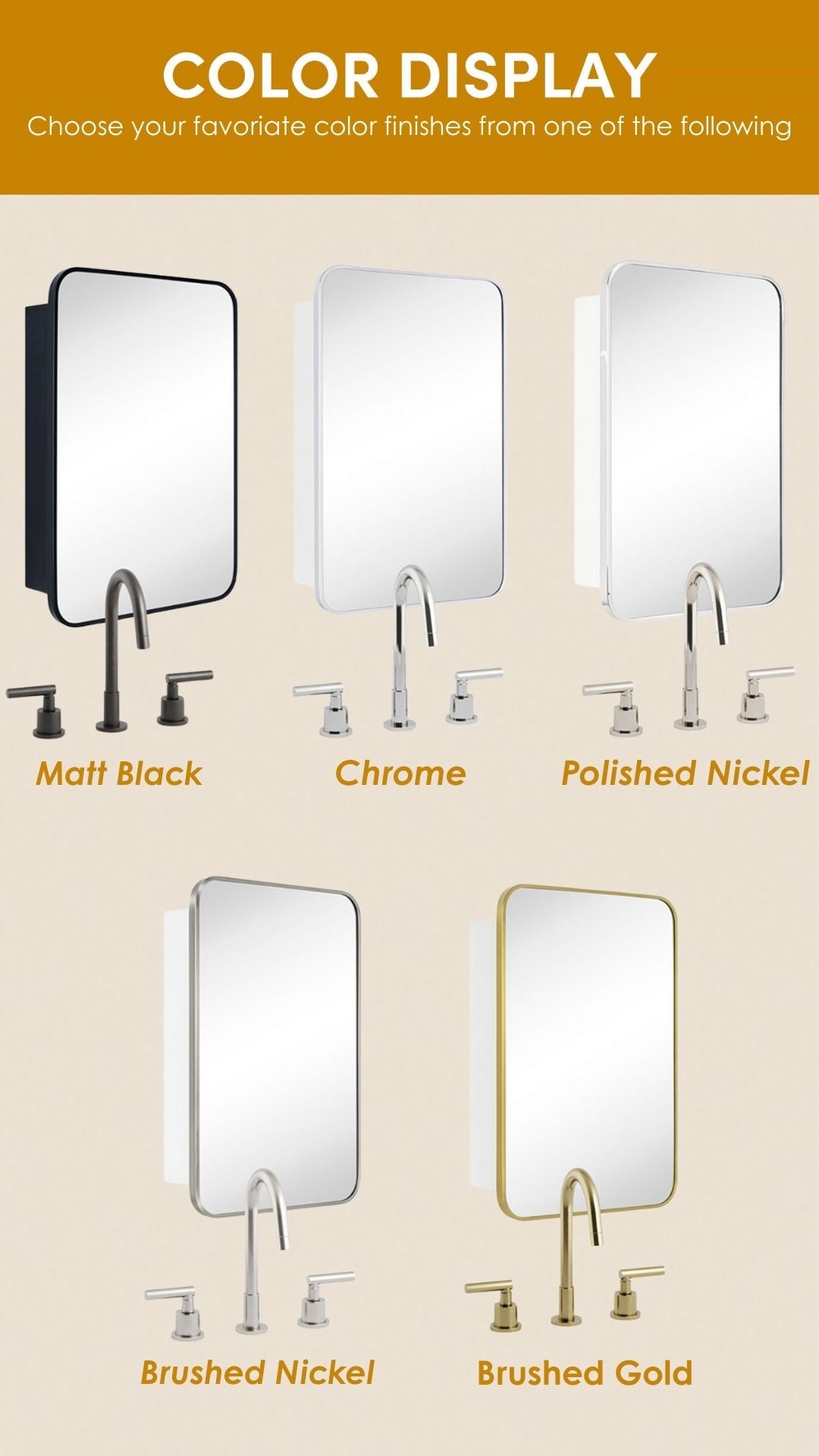 Garnes Rectangular Recessed or Surface Mount Metal Framed Medicine Cabinet with Mirror