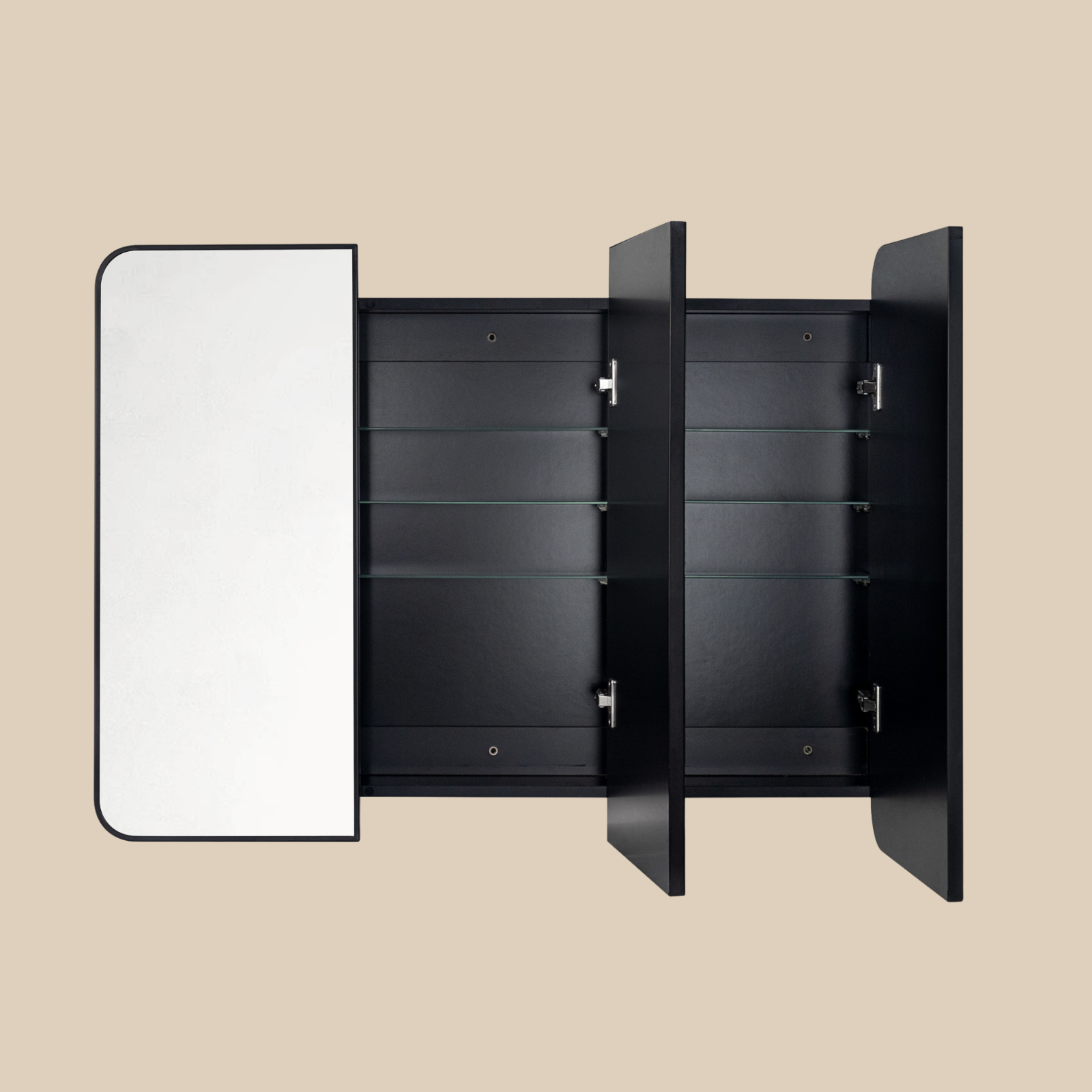 Haven Modern Rectangle Triple Door Recessed and Surface Mount Bathroom Medicine Cabinet with Mirrors