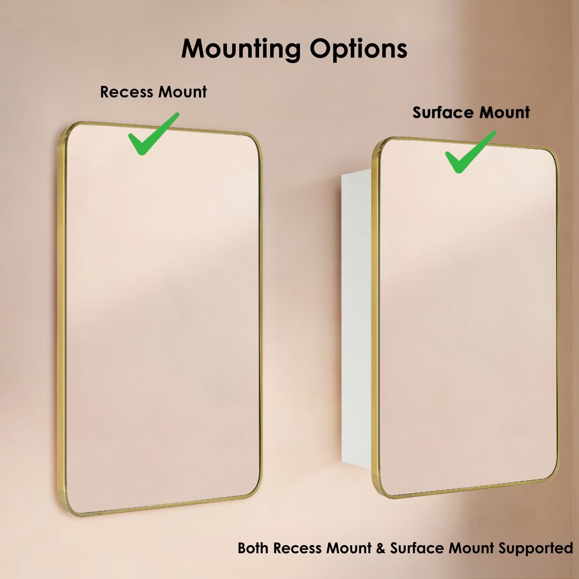 Garnes Rectangular Recessed or Surface Mount Metal Framed Medicine Cabinet with Mirror