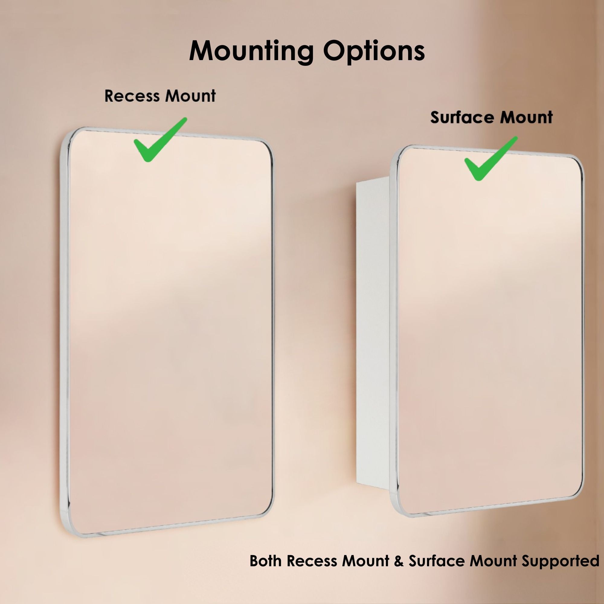 Garnes Rectangular Recessed or Surface Mount Metal Framed Medicine Cabinet with Mirror