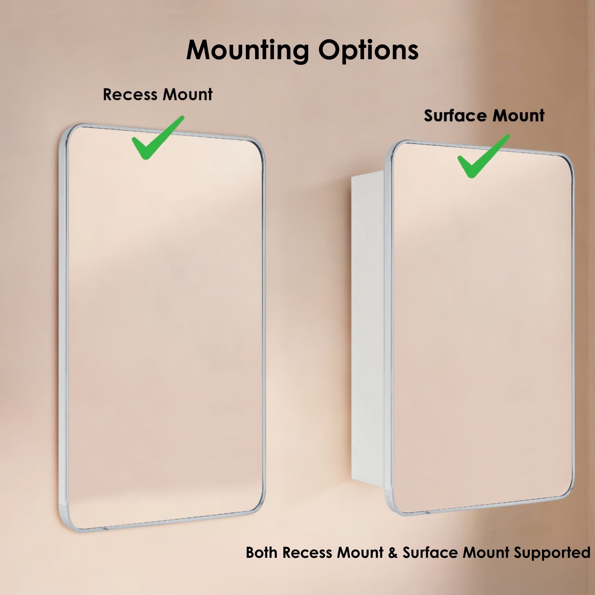 Garnes Rectangular Recessed or Surface Mount Metal Framed Medicine Cabinet with Mirror