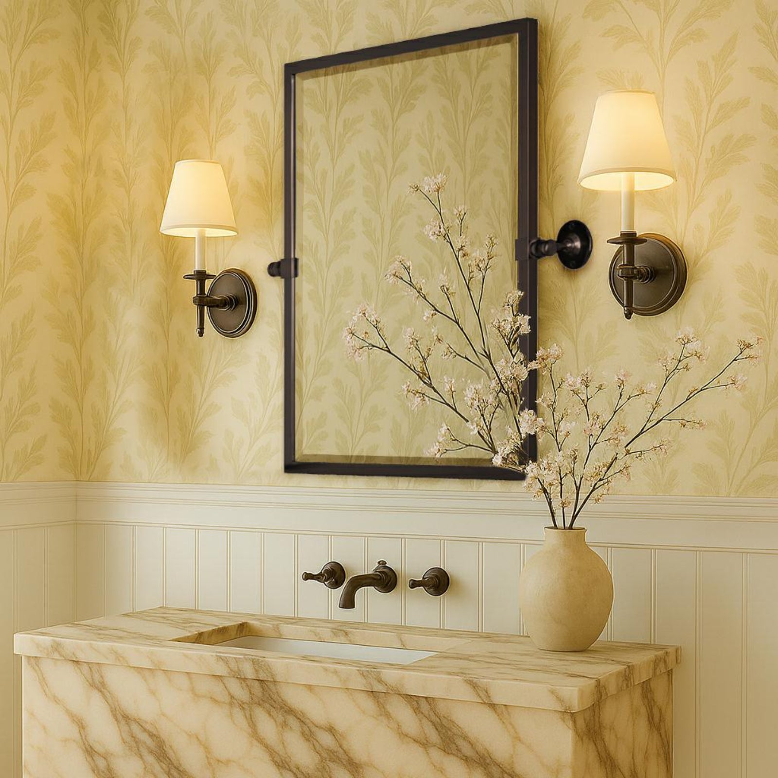 Blakley Rectangular Pivoting Mirror Tilt Mirror for Bathroom Swivel Metal Framed Wall Mounted Bathroom Vanity Mirror