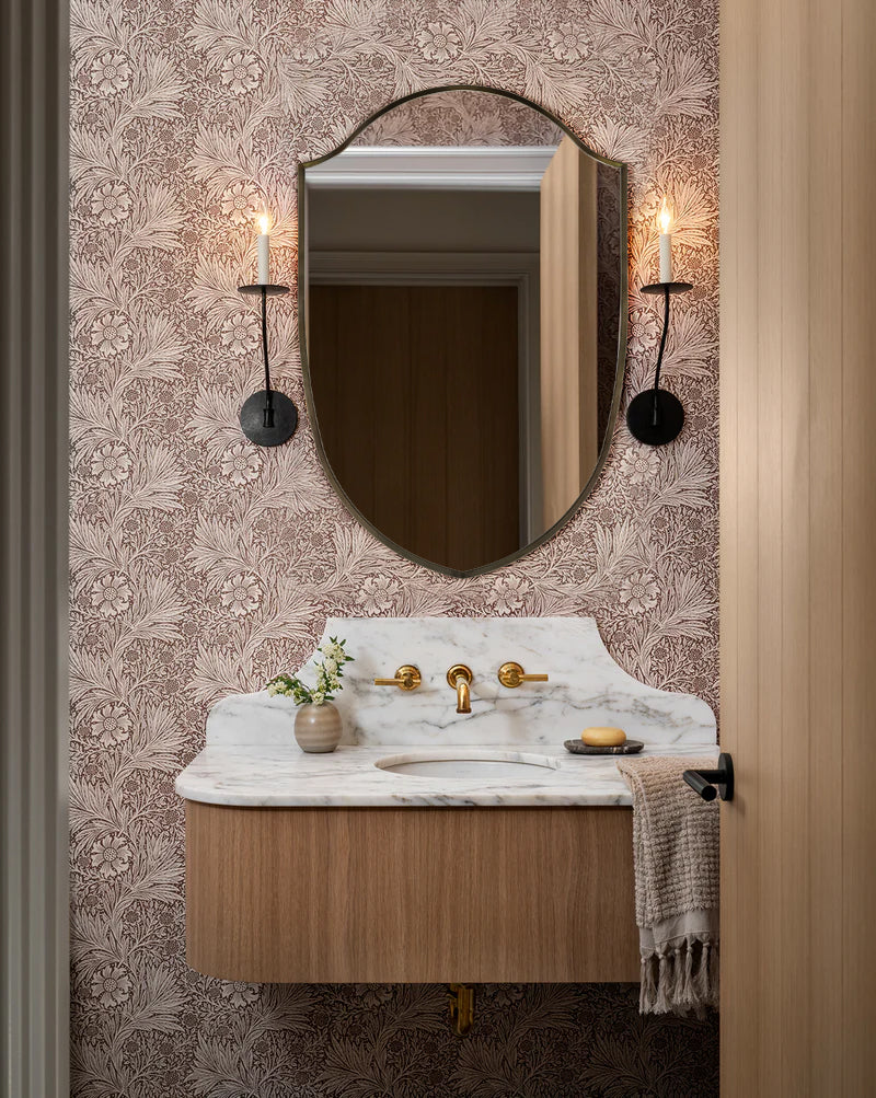 TEHOME Irregular Arched Metal Bathroom Mirror Accent Asymmetrical Mirror for Bathroom Vanity, Dresser, Mantel or Bedroom