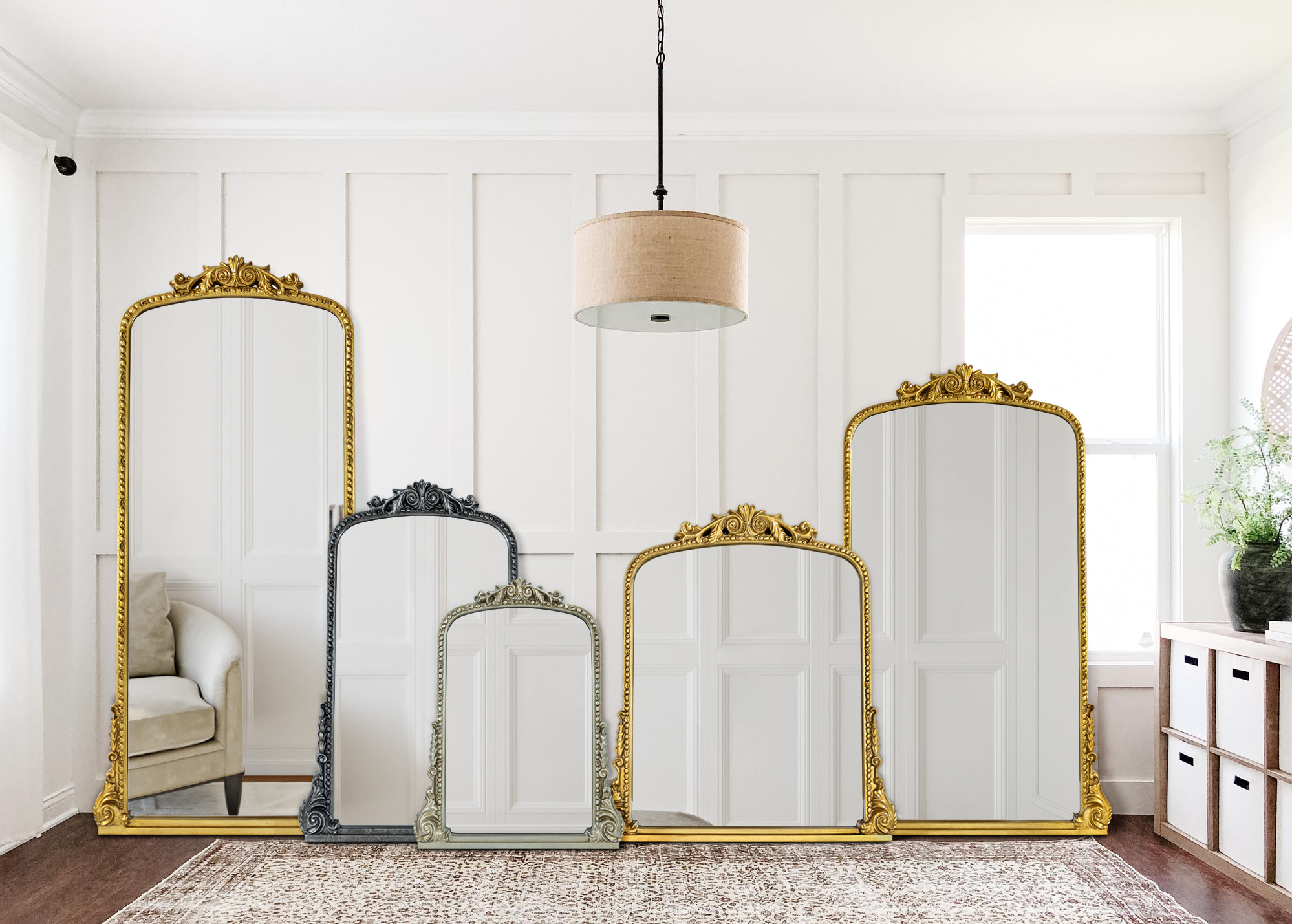 Arched Framed Wall Mounted Bathroom Vanity Mirror