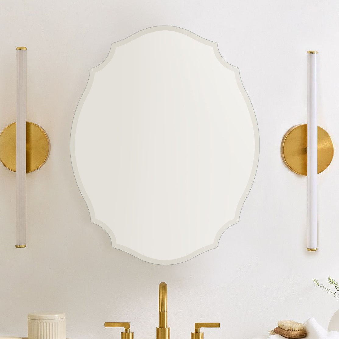 Frameless Irregular Medicine Cabinet with Beveled Mirror Surface Bathroom Medicine Cabinet Mirror with Storage for Bathroom